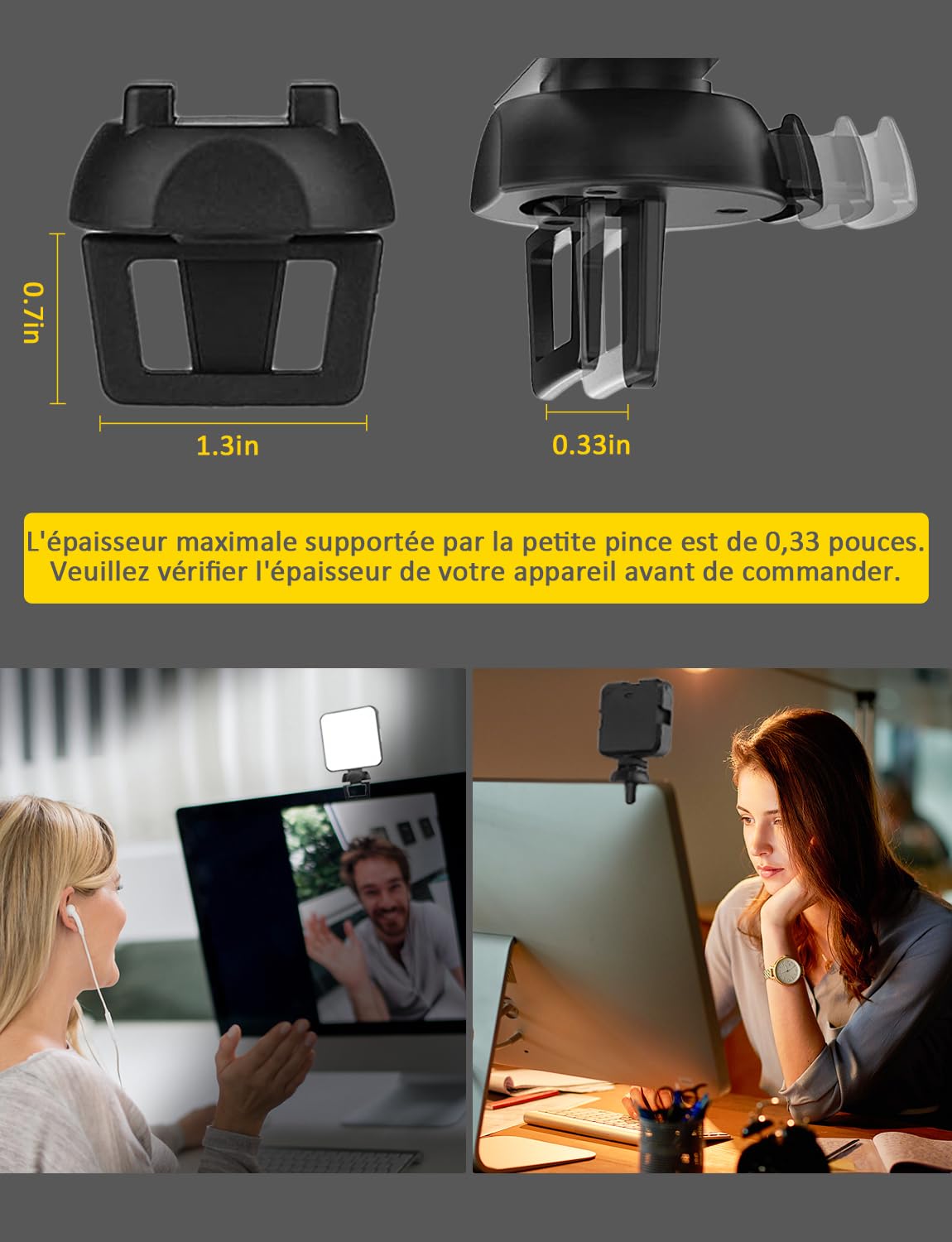 NexiGo Glow Light pour Streamers, Kit d'éclairage amélioré pour Les conférences vidéo avec Pince de Style Webcam, Batterie intégrée et Rechargeable, pour Le Streaming, la Photographie et Le vlogging