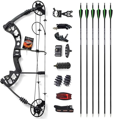 Kit de arco compuesto, peso de 30 a 70 libras, longitud de tracción de 23.5 a 30.5 pulgadas, 320 fps de velocidad de caza y arco objetivo, con todos