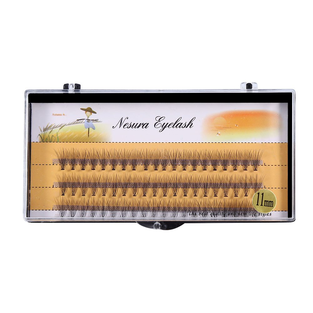 Extensiones de Pestañas de Volumen 3D, 60 Piezas por Bandeja, Haofy Postizas Pestañas para Maquillaje de Ojos, Prefabricadas Pestañas de Racimo para Niñas Mujeres Damas, 6mm a 14mm Opcional (11mm)