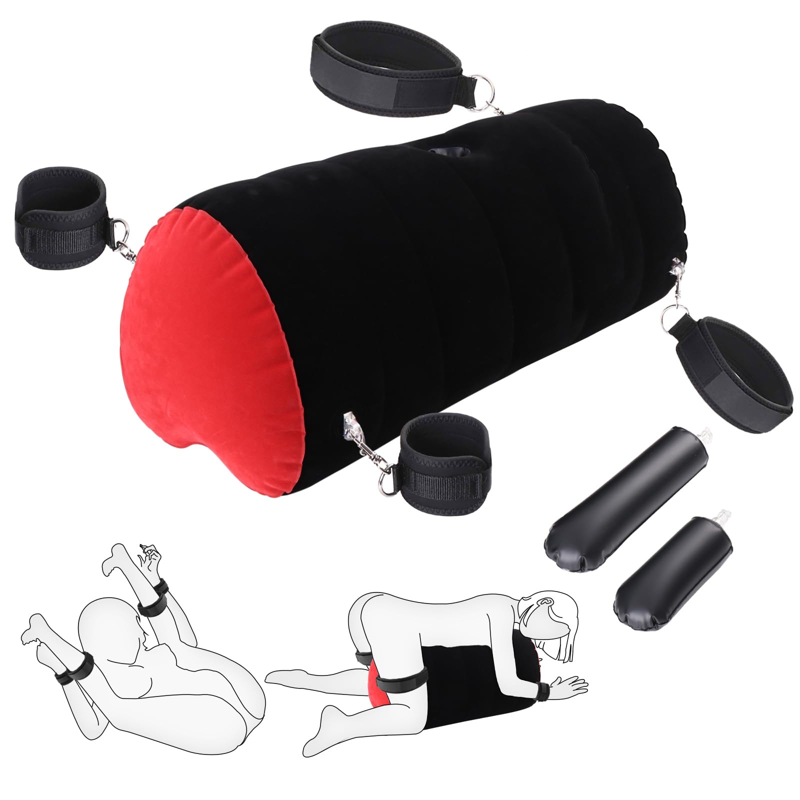 Dfoplde Sex Toy Pillow Position Cushion Pillow Inflatable Ramp Furniture with Adjustable Wrist & Thigh Cuffs Sex Bondage Kit, Sex Body Positioner for Couples Beginner Sm Game Play (Purple)