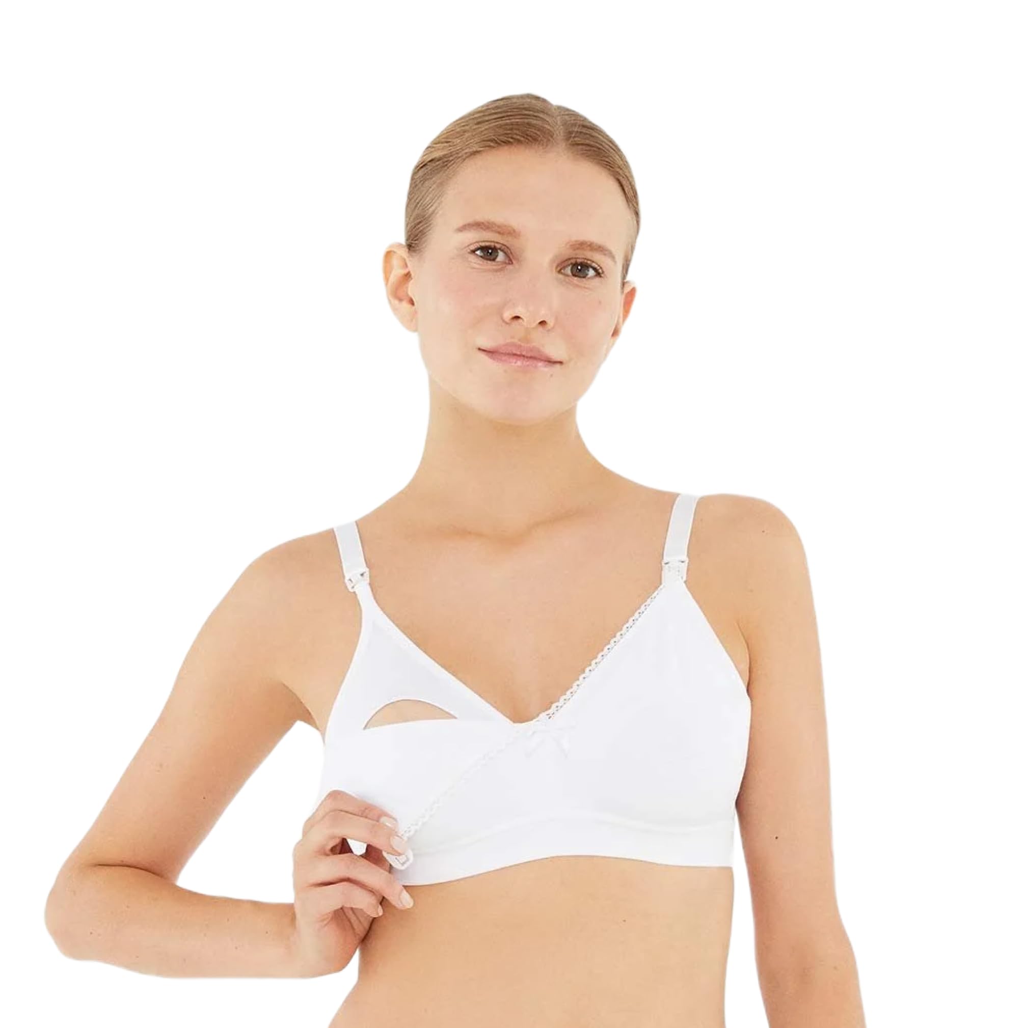 Dagi Nursing Bras for Breastfeeding, Wireless Pumping Bra, Polyamide, Elastane, Maternity Underwear, Comfort Seamless Bralette, M-3XL | White - 3XL