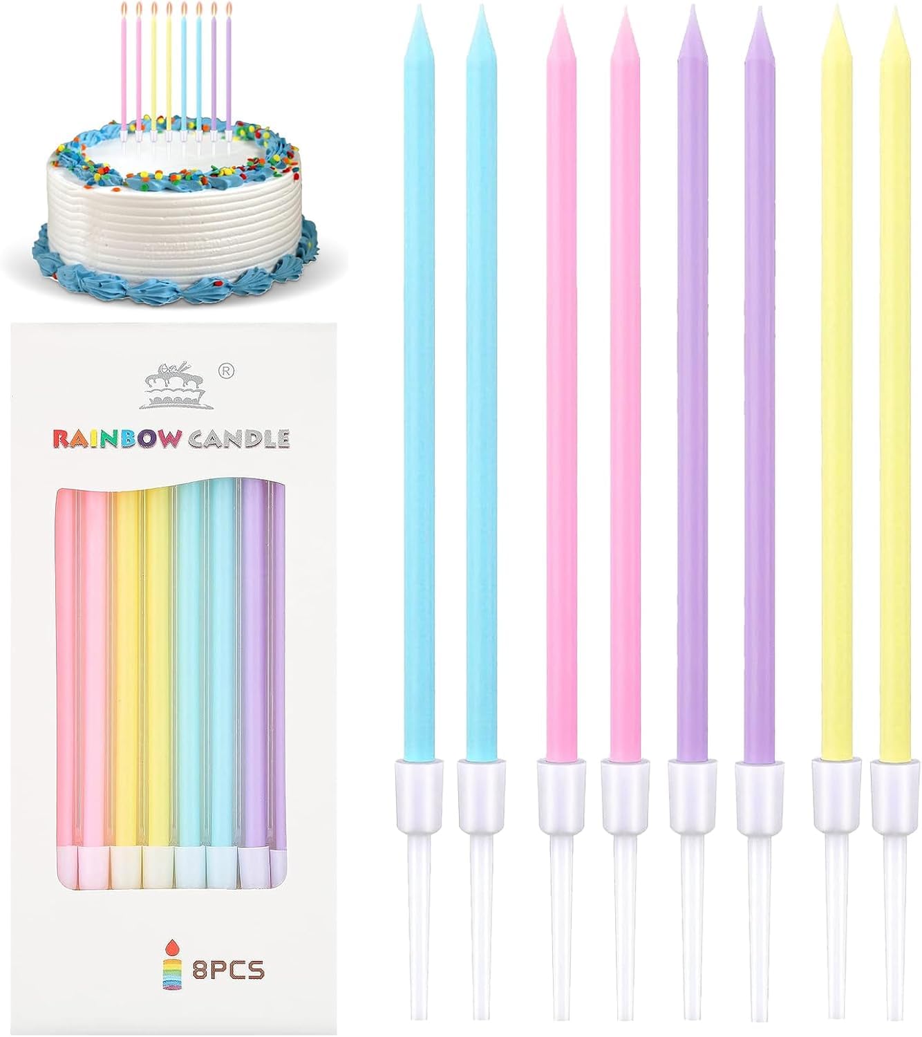12 Candeline Colorate Per Torta Di Compleanno – Fiamme Multicolori Con Supporti – Perfette Per Cupcake, Festa A Tema, Matrimoni E Anniversari - 4