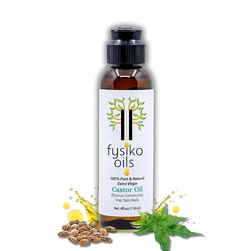 Aceite de ricino Fysiko, 100% puro y natural, prensado en frío, virgen extra, libre de hexano. Protege y fortalece, cabello, piel y uñas. Ideal para