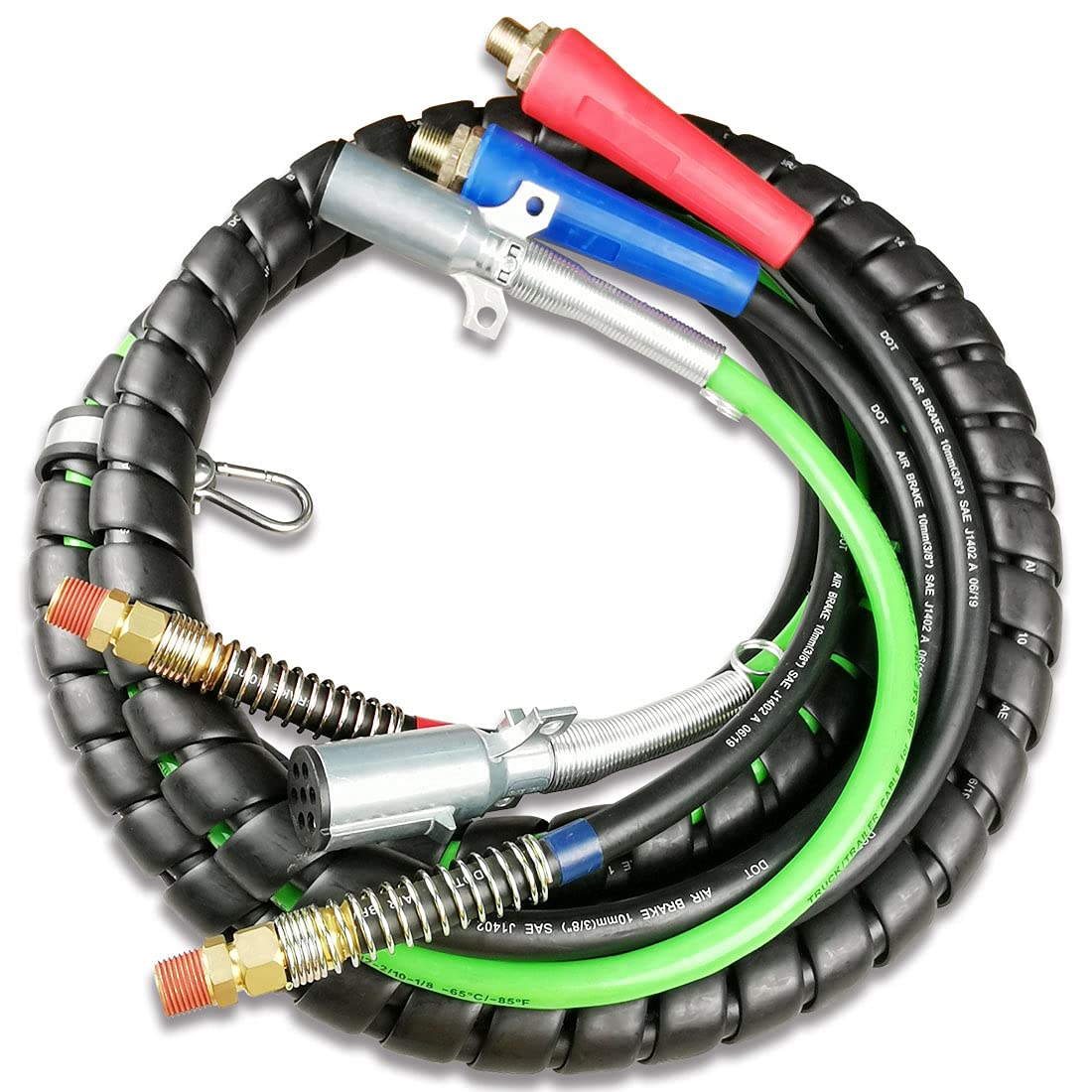 FIT 3 in 1 Truck Hose Spiral ABS Electrical Cord Air Line Kit Polyester