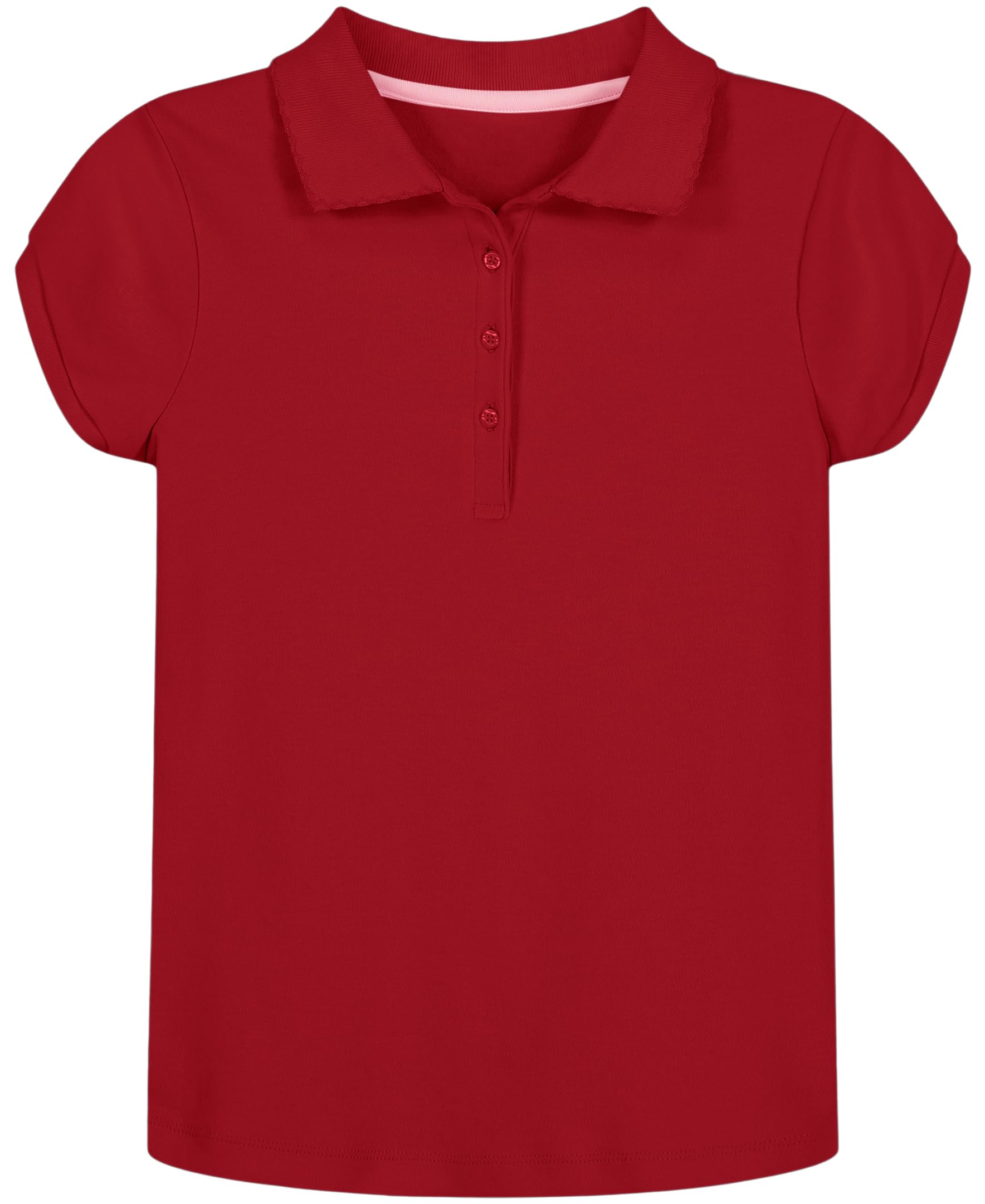 Nautica Girls' School Uniform Short Sleeve Polo Shirt, Button Closure, Soft Pique Fabric