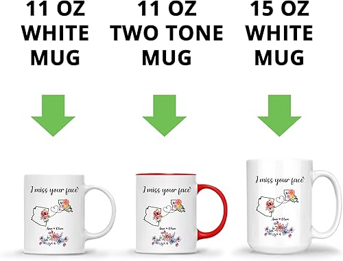 Miniatura 6 de Gossby Taza de café personalizada de amistad de larga distancia, regalo personalizado para mudanzas, mujeres, mejor amiga con diseño, nombre,