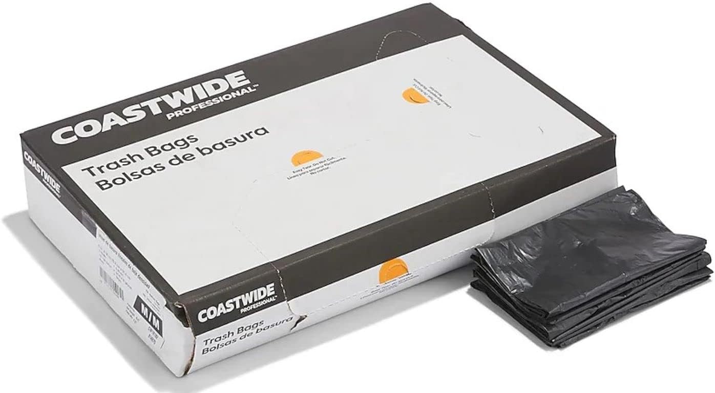 Professional 20-30 Gallon Trash Bag, 30" x 36", Low Density, 0.45 mil, Black, 250 Bags/Box