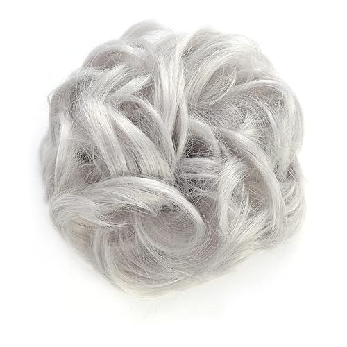 Pelo elástico sintético moño rizado Chignons cuerda de pelo alta temperatura natural falso clip en pelo cola de caballo extensión gris