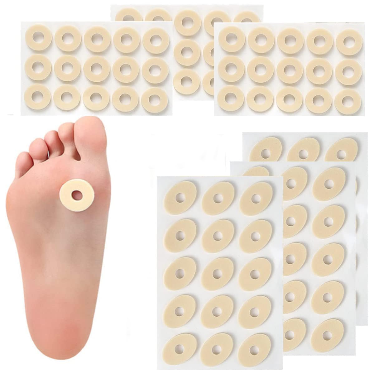 Cojines de Maíz,90 PCS Yeso de Maíz Almohadillas de Maíz Autoadhesivas Pegatina para Zapatos Almohadillas de Callo de Espuma de Látex Suave Antifricción Reducen el Dolor de Pies y Talón