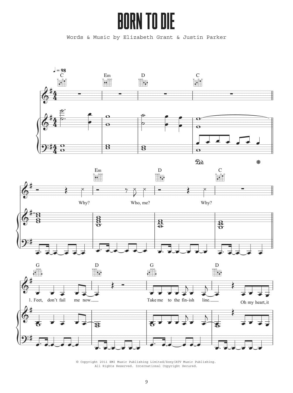 Lana Del Rey Born to Die Piano Voix Guitare