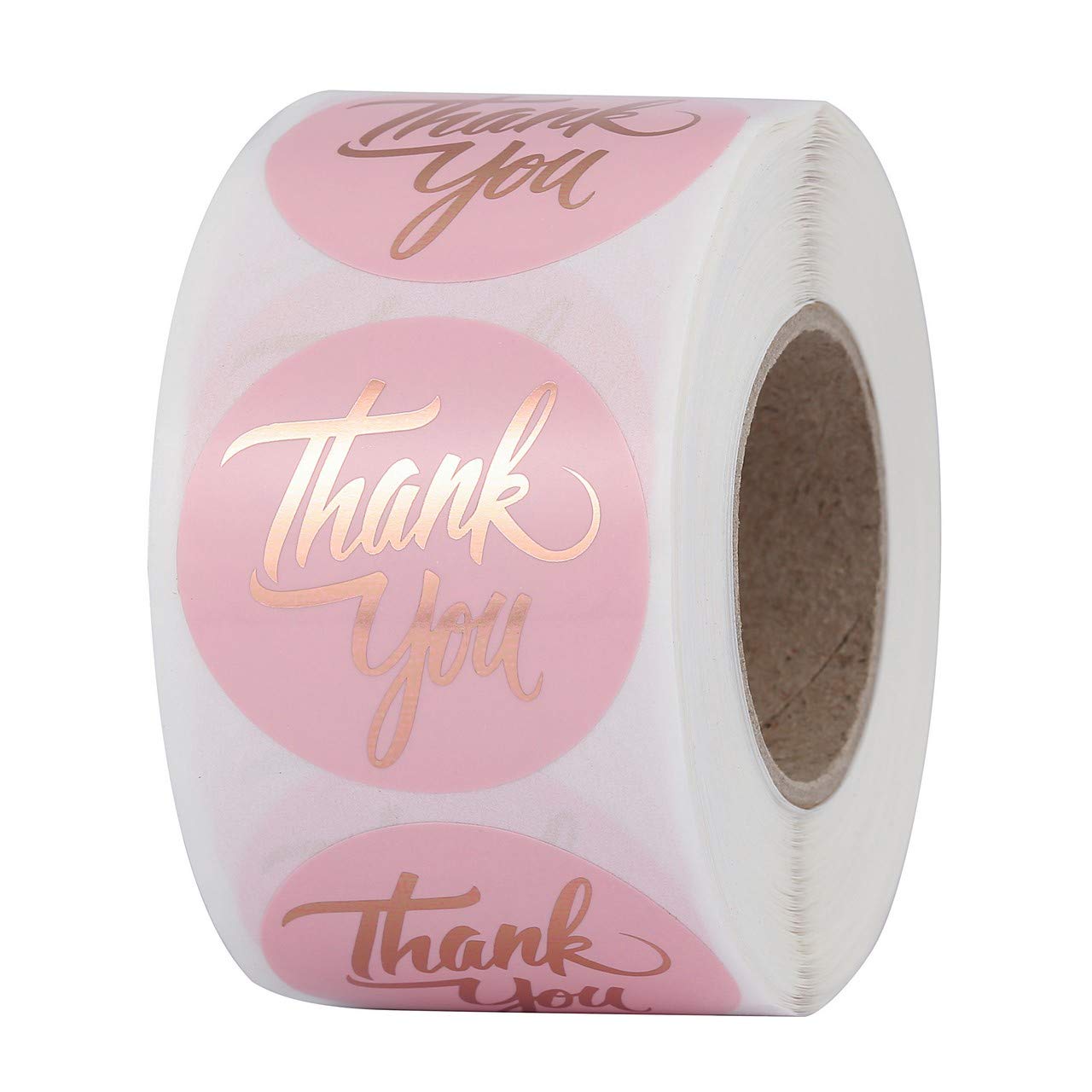 Yoption 1.5" Round Thank You Stickers, 500pcs Pink Mailing Supplies Labels Per Roll, Pink