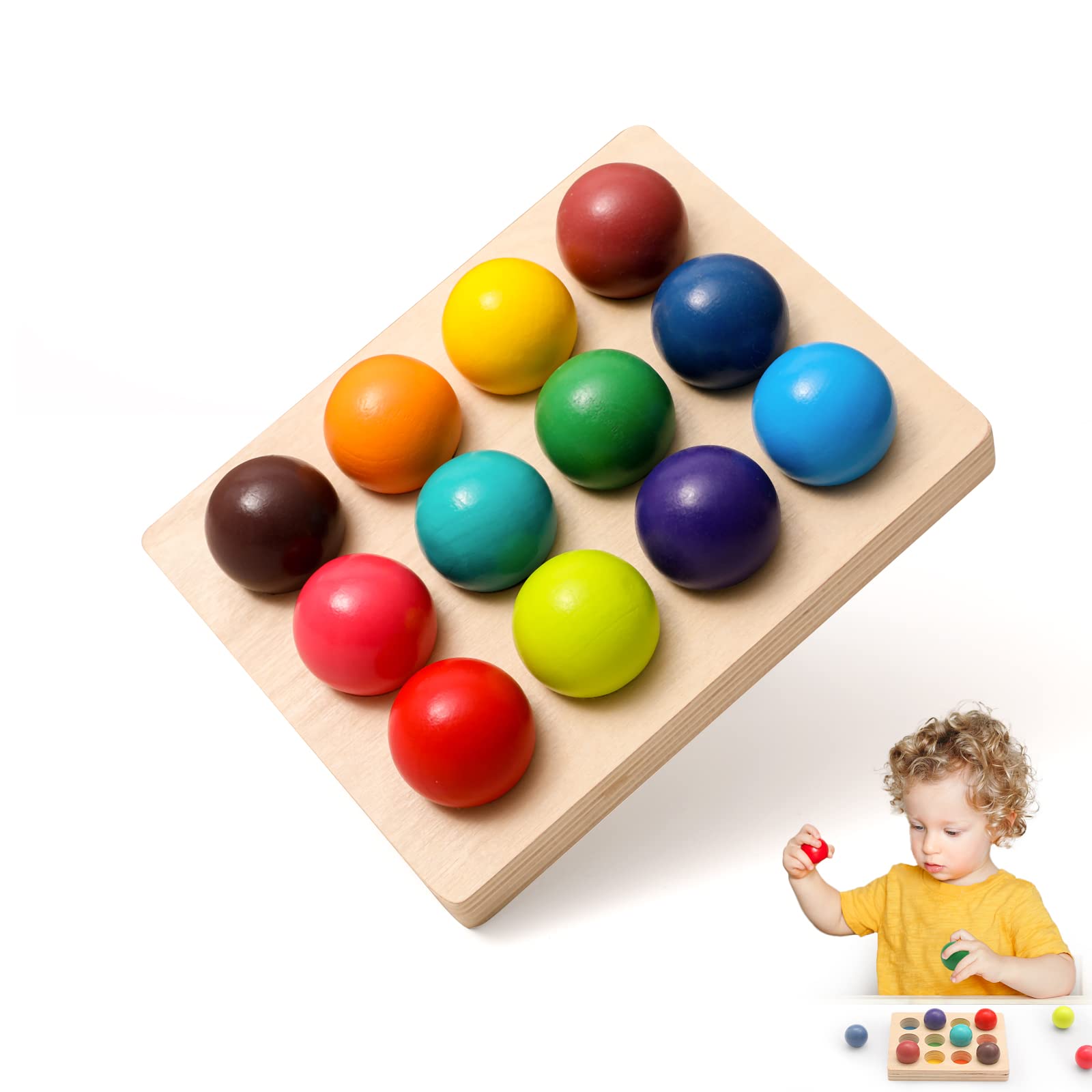 Amazon.co.jp: O-Life レインボーボール カラーボール 木製ボール 子供