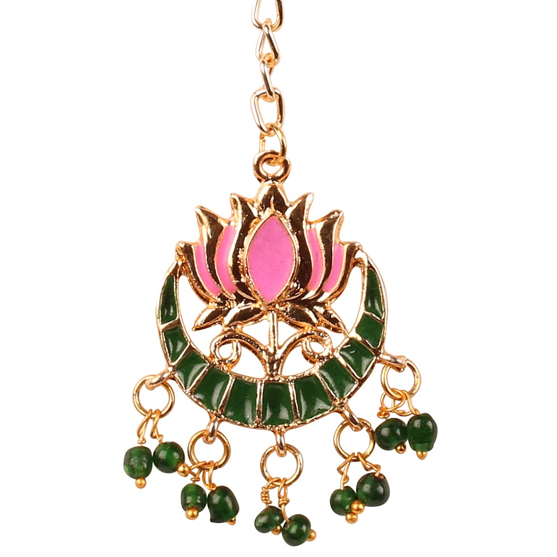 Touchstone"Contemporary Kundan Collection" Indian Bollywood Desire Royal Mughal Classical Style Kundan Look Jewelry Mangtika, Mathapatti, Nose rings In Antique Gold Tone For Women