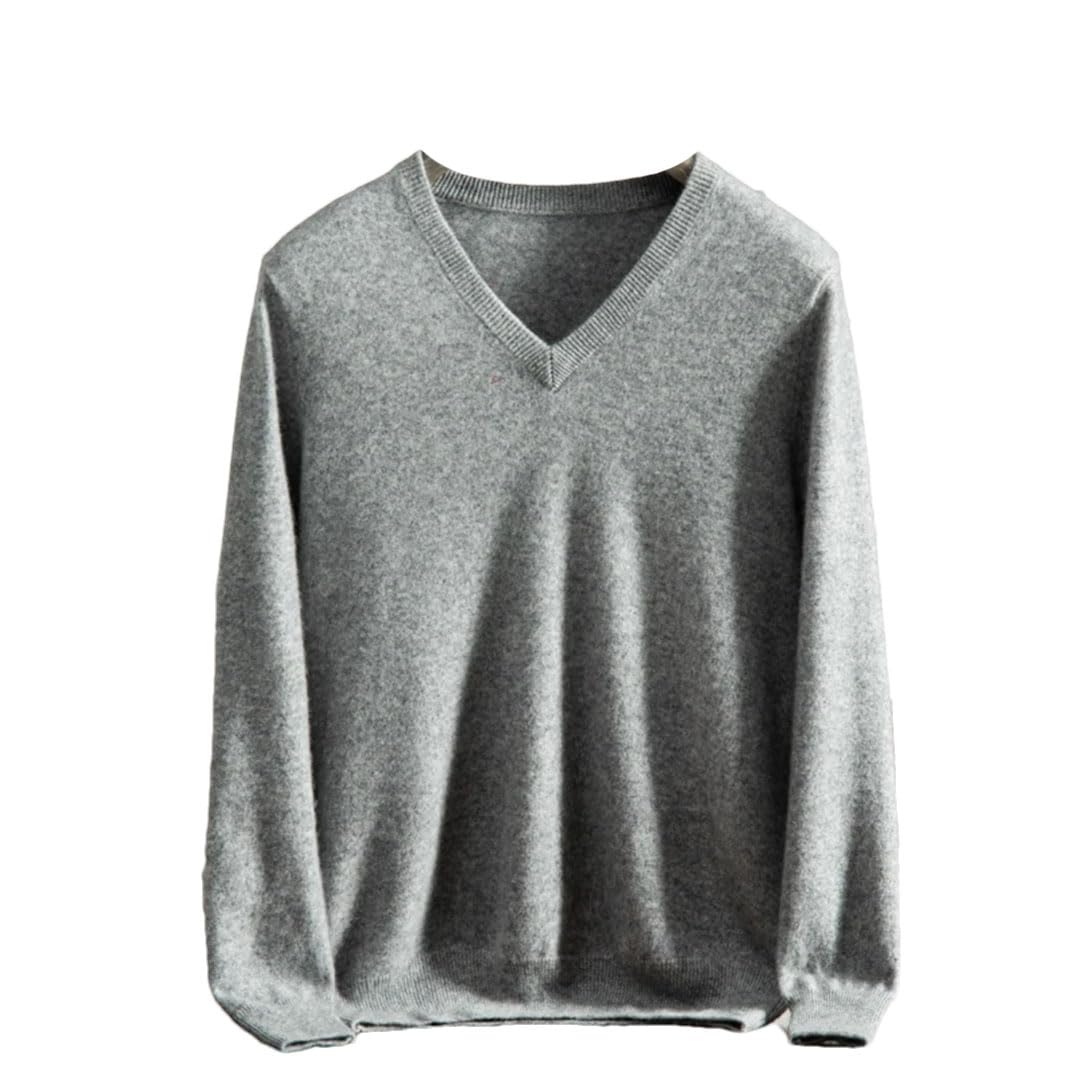 Vogrtcc Maglione in Cashmere da Uomo Maglione Pullover con Scollo A V Lavorato A Maglia Casual Business