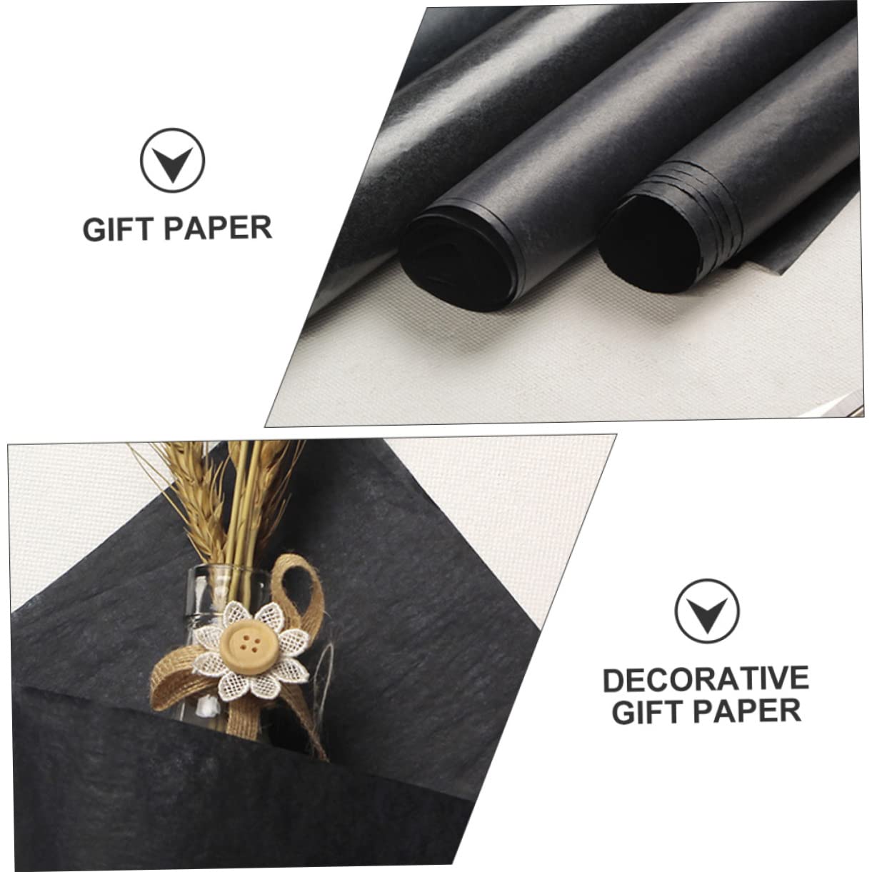 Lurrose Geschenkpapier Rolle Schwarz Kraftpapier Rolle für Geschenkverpackung Dekoratives Geschenkpapier für Bastelblumen