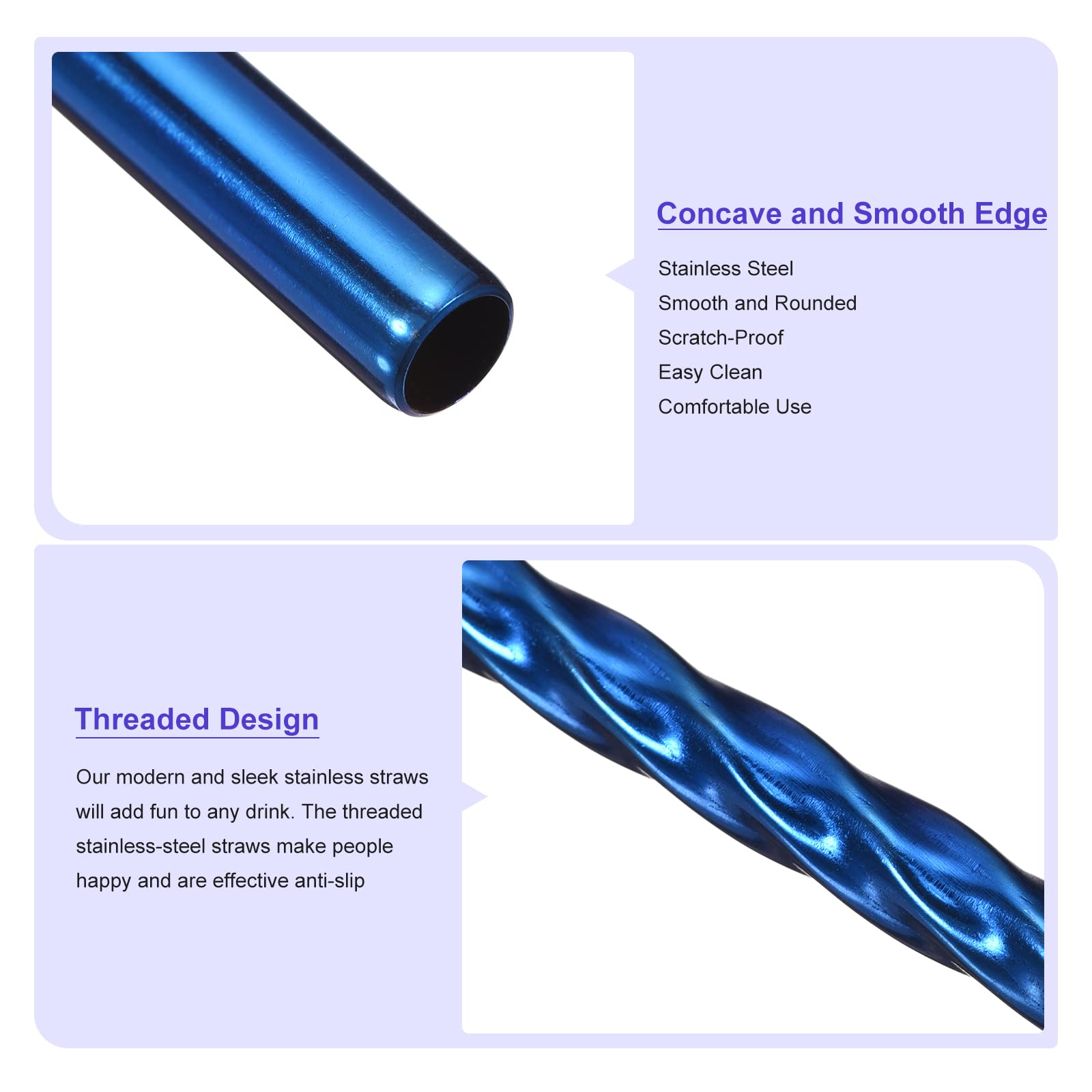 4 Pailles Inox Réutilisables - 2 Droites + 2 Courbes - Avec