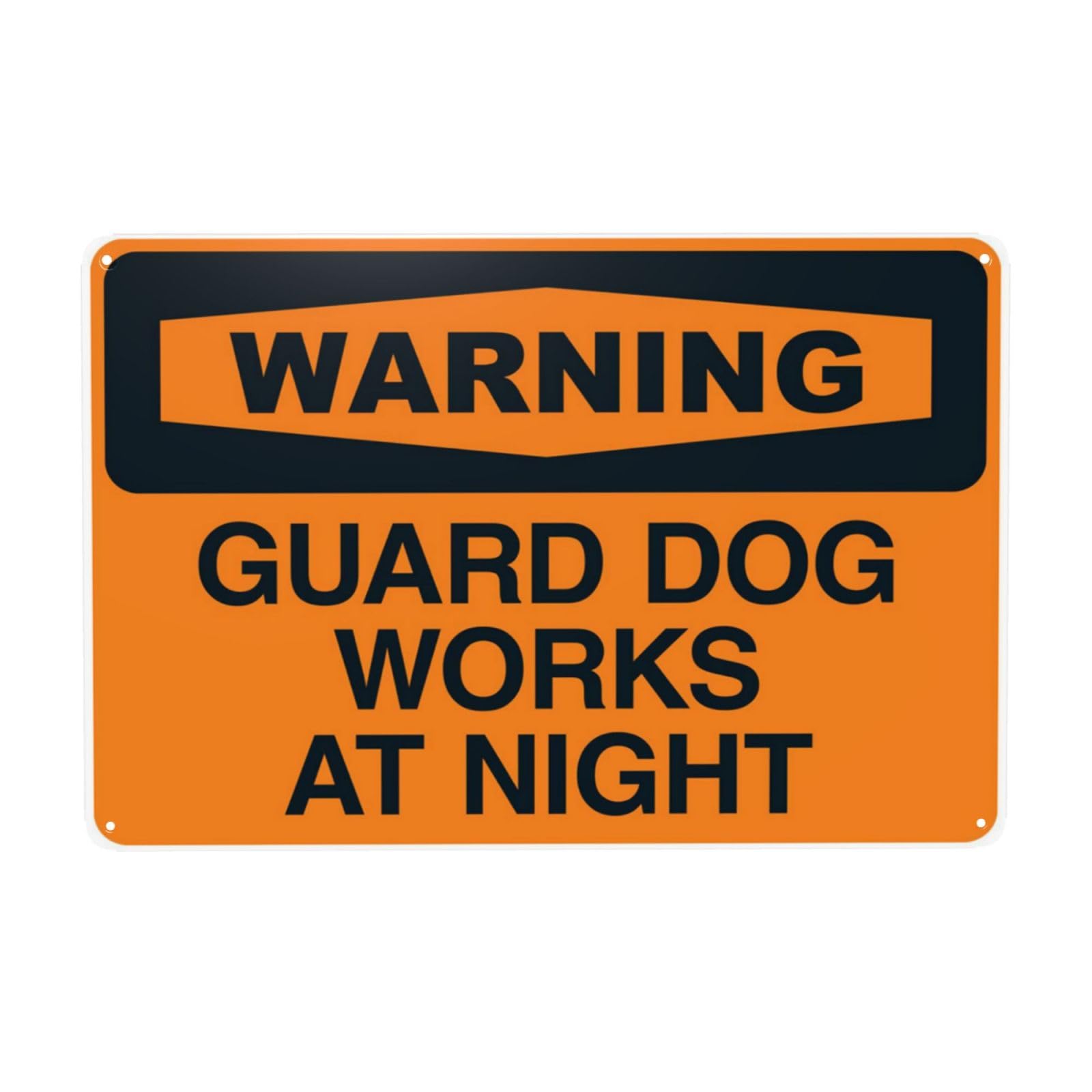 Guard Dog Works At Night, Beware Of Dog Vintage Metal Property Sign 12x8 Inch
