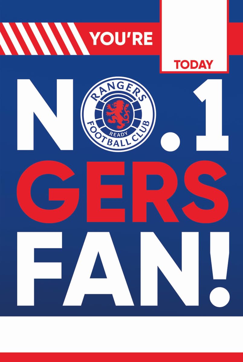 Glasgow Rangers FC Birthday Card with Sticker Sheet, Rangers Football Fan Greeting Card