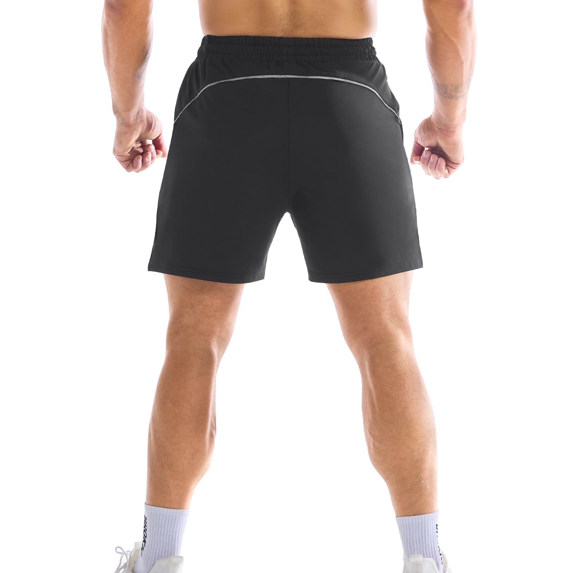 BROKIG Pantalones cortos de deporte ligeros para hombre con bolsillo de malla, secado rápido, para gimnasio, entrenamiento, fitness, correr, pantalones cortos para hombre