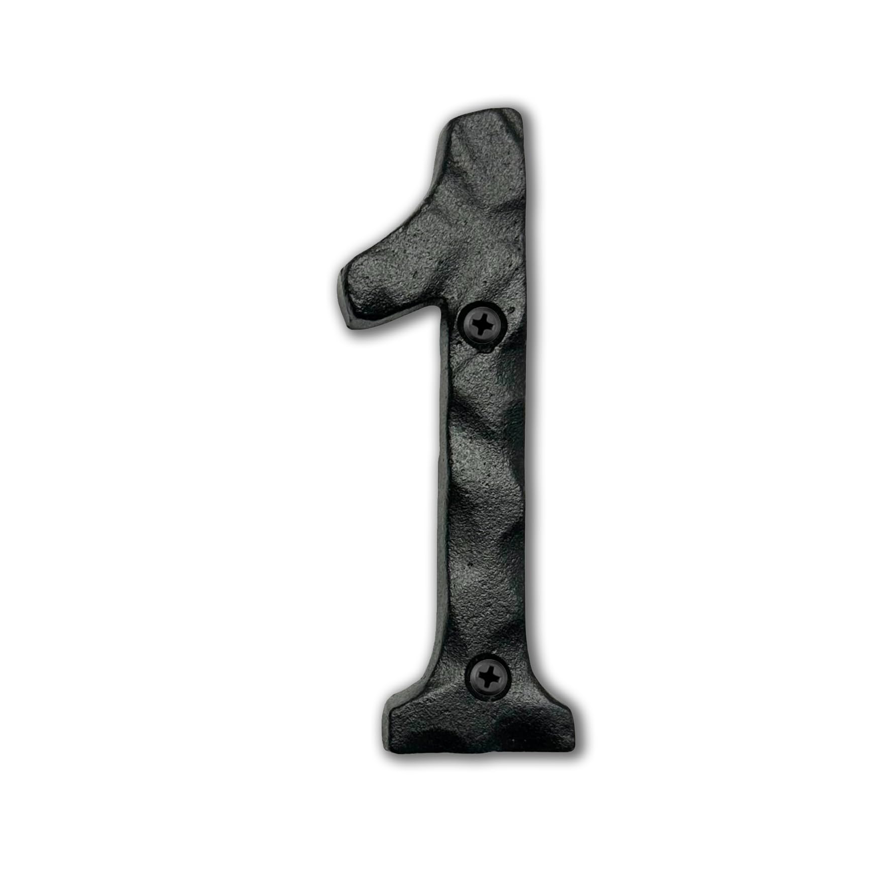 NACH House Numbers for Outside, 4 inch Black Address Numbers for House - Number 1 - Rustic Numbers for Outside with Mounting Hardware
