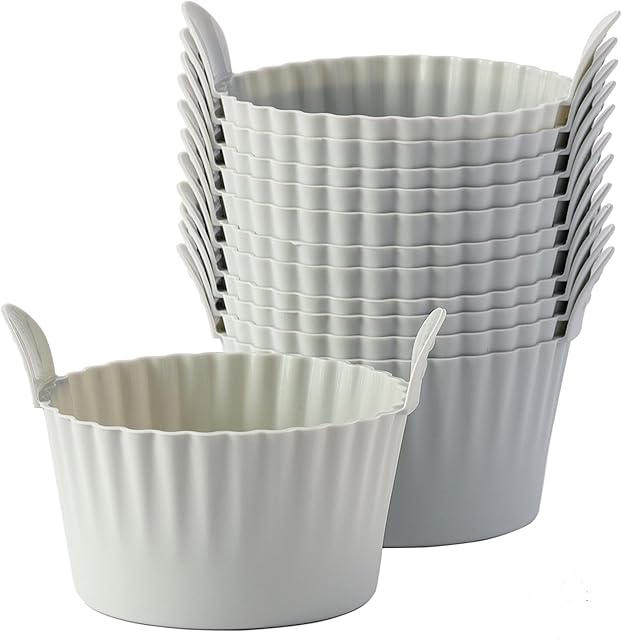 Bakecat Ramekins for Air Fryer, Air Fryer Egg Mould, Large Muffin Cases for Air Fryer (Pack of 12), Grey