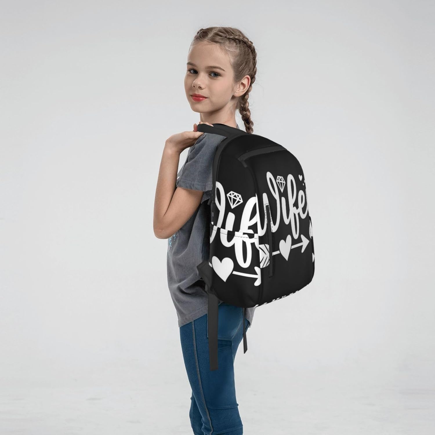 Love heart Diamond Bride Wifey Gift Backpack Lightweight Bookbag