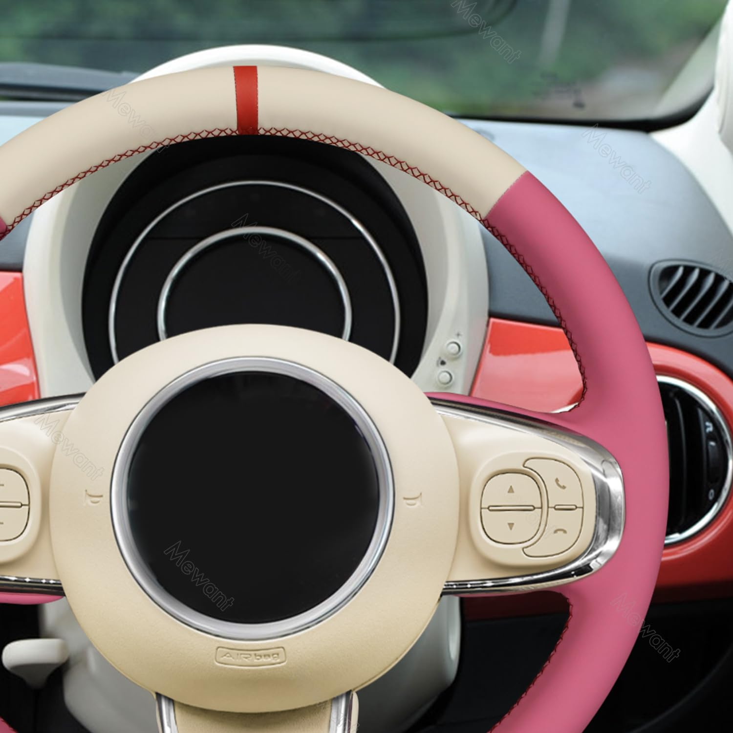 Coprivolante Per Fiat 500 2015-2021 / 500C - Personalizzabile, Pelle Microfibra, Cucito A Mano - Foto 5