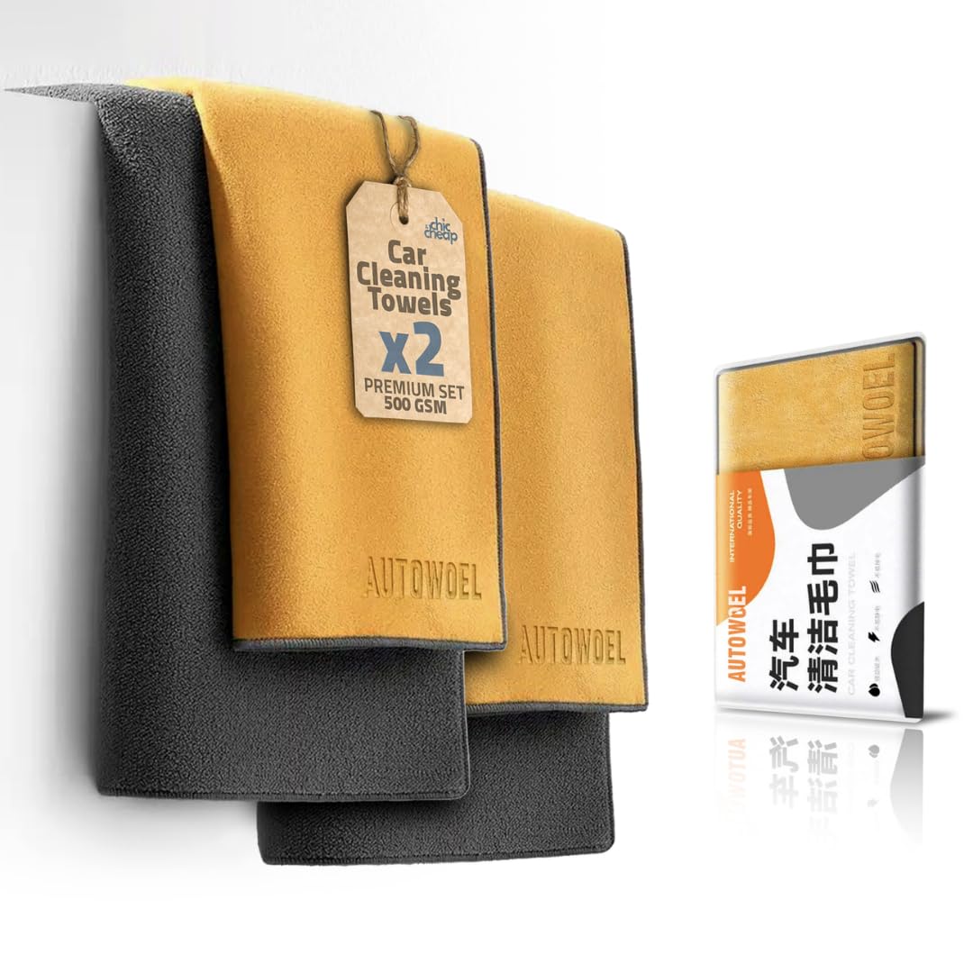 AUTOWEL® Premium Double-Sided Microfiber Car Drying Towel – Suede & Coral Velvet Detailing Cloth – Ultra Soft, Scratch-Free & Super Absorbent – Lint-Free for Cars, Bikes & Home (30x60 cm, Pack of 2)