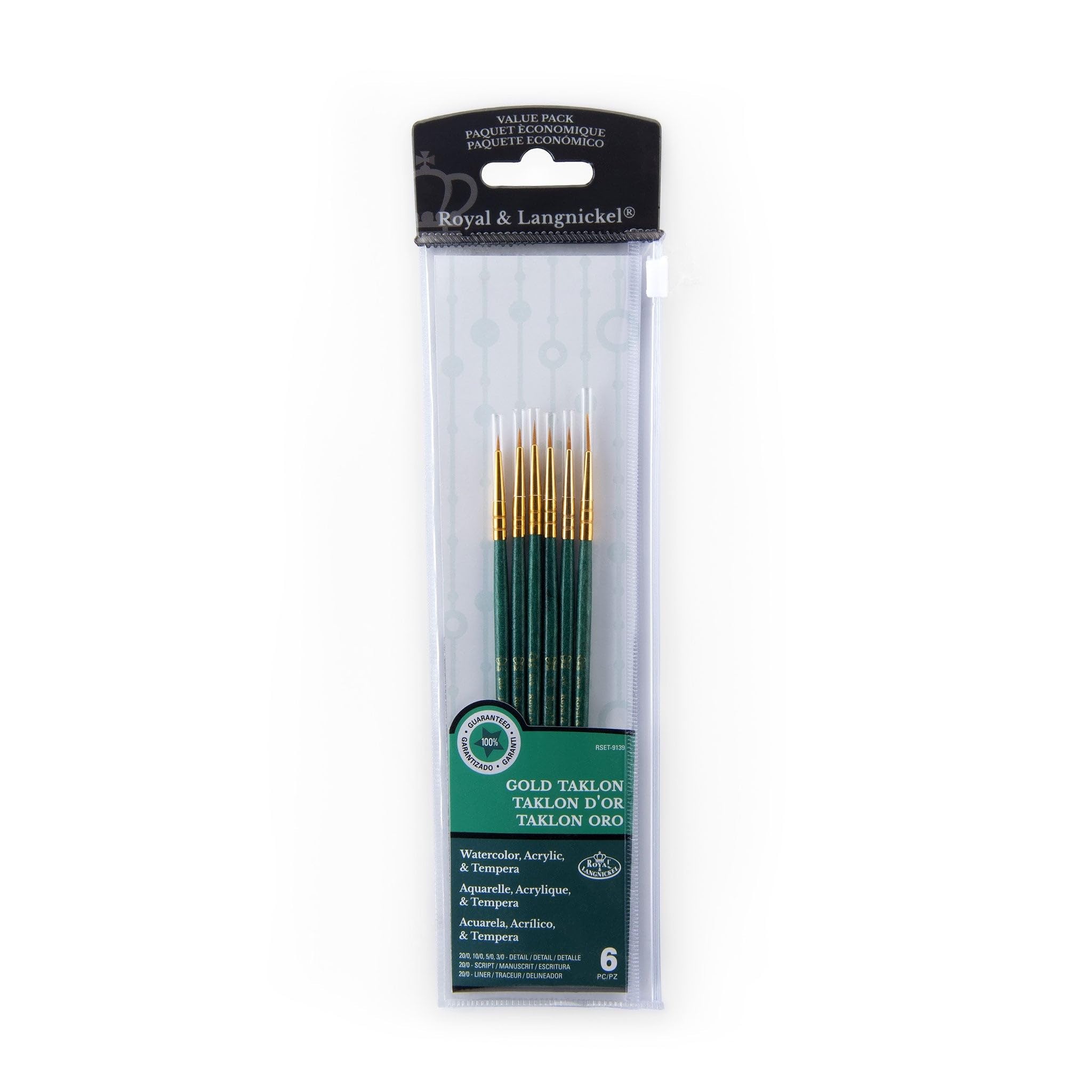 Royal & Langnickel Royal Zip N' Close Gold Taklon Detail 6-Piece Brush Set