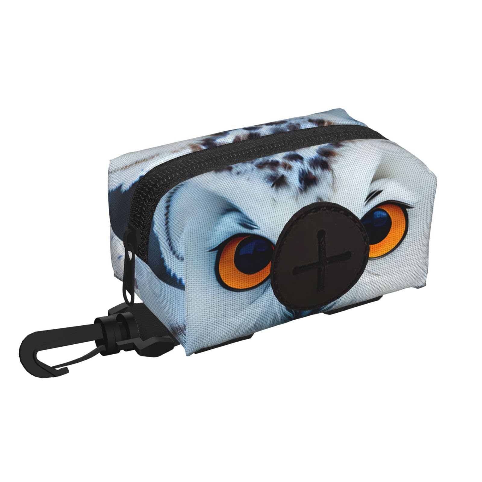 Pphgut Black Snowy Owl Eyes Print Waterproof Pet Waste Treat Bag Outdoor Walking Hiking Pouch Camping Accessory