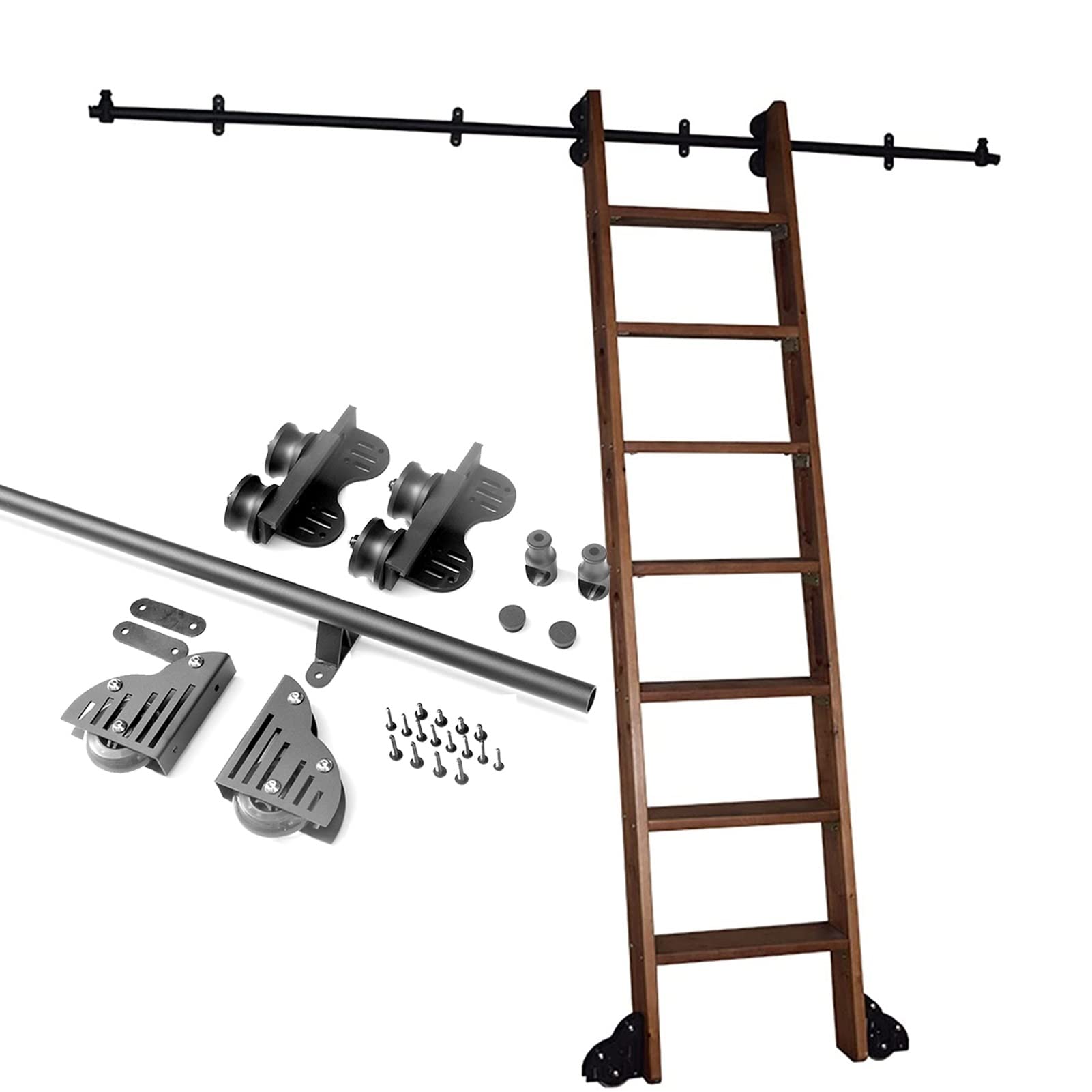 Kit de riel deslizante para estantería y escalera de biblioteca móvil