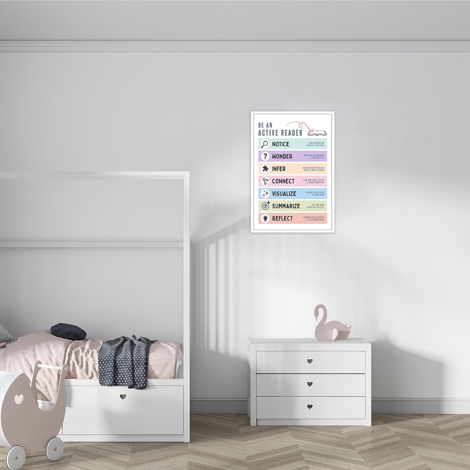 Be An Active Reader Posters Reading Strategies Educational Bulletin Canvas Wall Art Classroom Reading Comprehension Strategies Prints Painting For Home Bedroom Dorm Wall Decor 24x36in Unframed