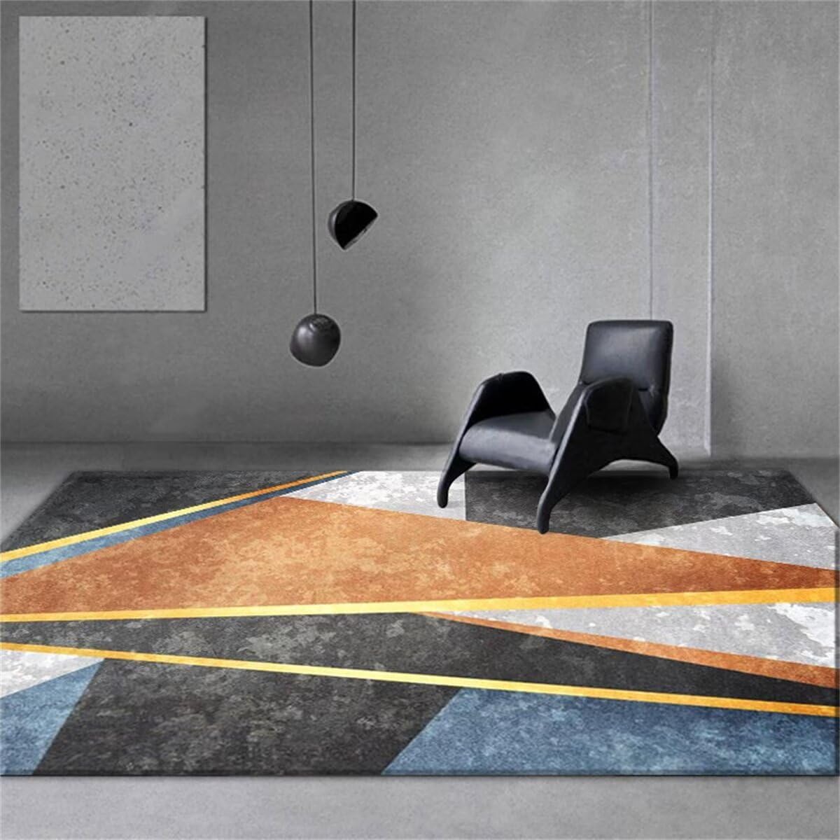 Tapis De Sol Enfant Home Tapis De Créateur Le Tapis de Chambre à Coucher au Design géométrique irrégulier Gris-Bleu Peut être personnalisé Deco pour Chambre 70X140CM