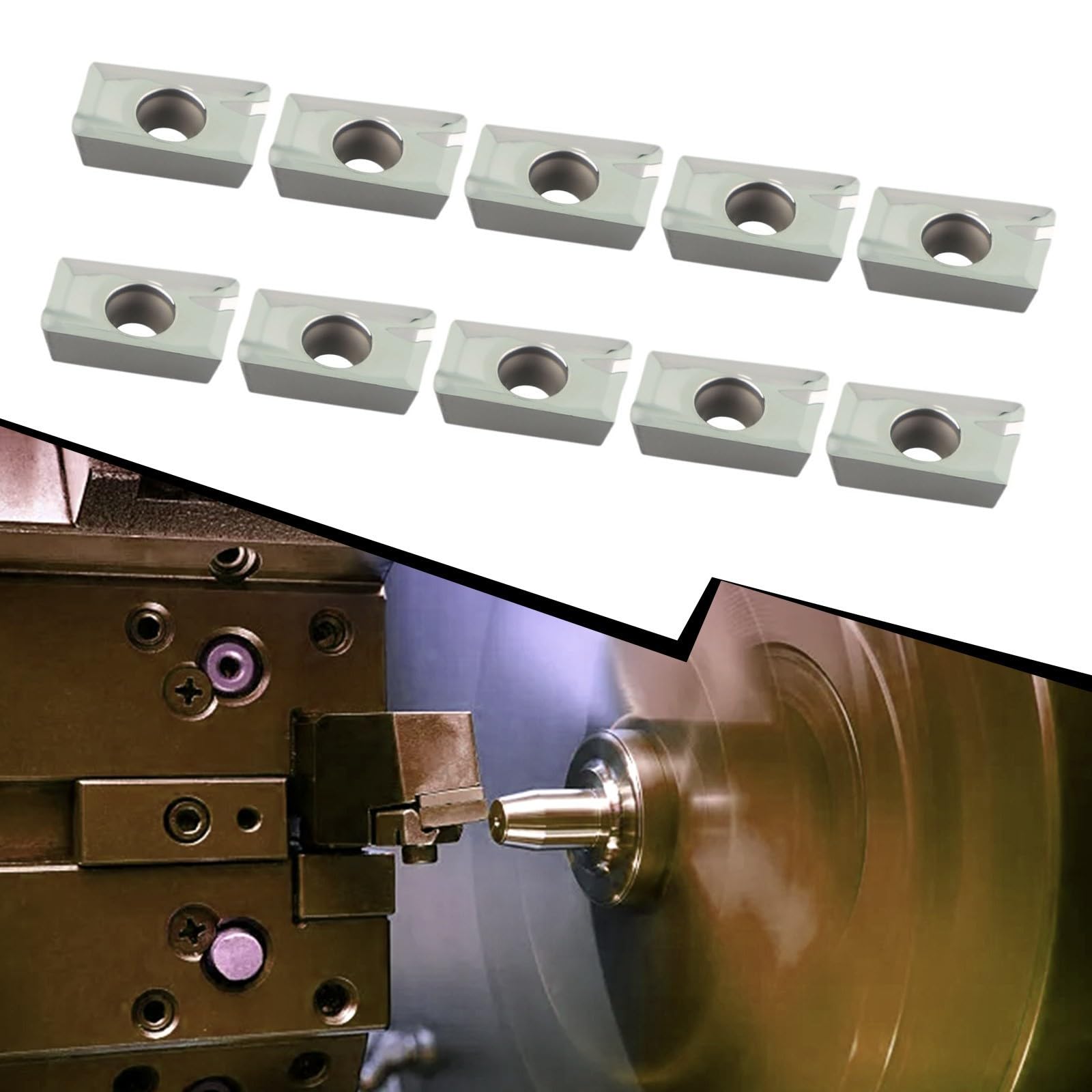 APMT1604PDER-MA3 Lot de 10 inserts de fraisage indexables en carbure H01, usinage en aluminium, pour semi-finition et finition, porte-outils CNC compatible avec APKT1604