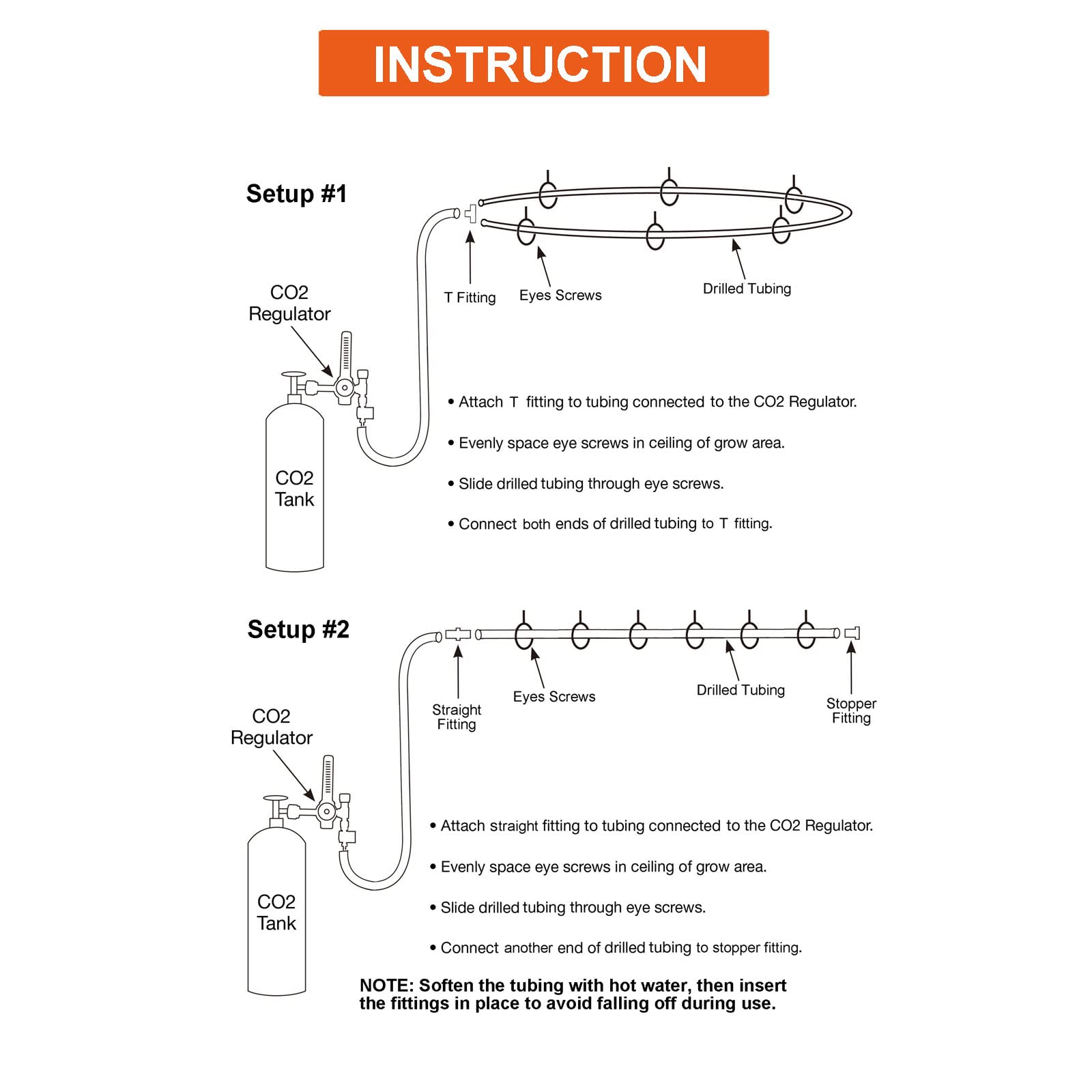 Tuyau percé de CO2 pour système d'injection de CO2 de 7,6 m | Comprend tubes, raccords et accessoires, compatible avec régulateur de CO2