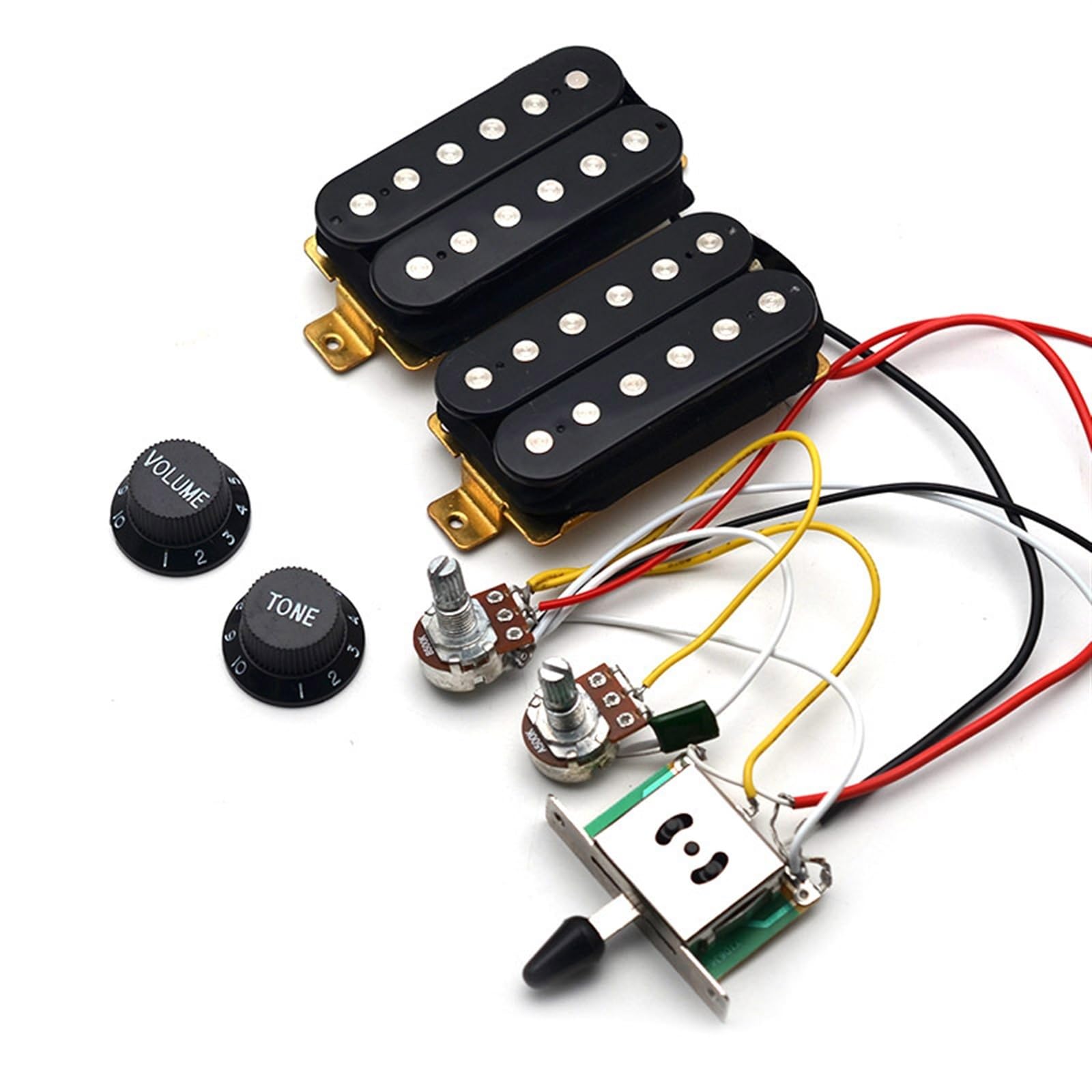 Przetworniki Do Gitary Elektrycznej HH Pełny Zestaw Przetworników Liniowych Z Potencjometrem Pasujące Do Gitary Elektrycznej ST Czarny(Black)