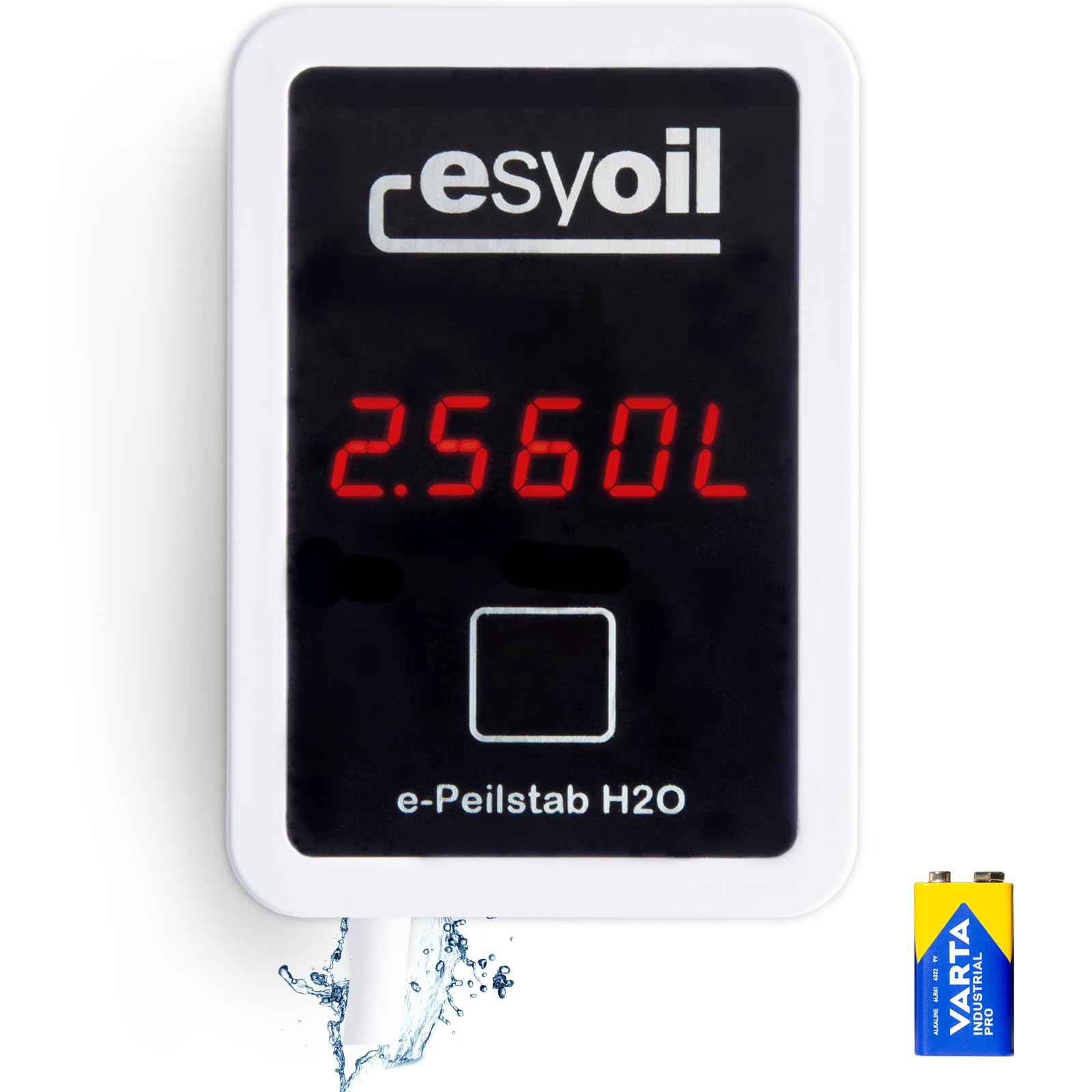 e-Peilstab: Digitale Füllstandsanzeige für Wassertank/Zisterne/Regenwassertonne | Anzeige in Liter, Zentimeter und Prozent | einfache Montage | kein WLAN erforderlich