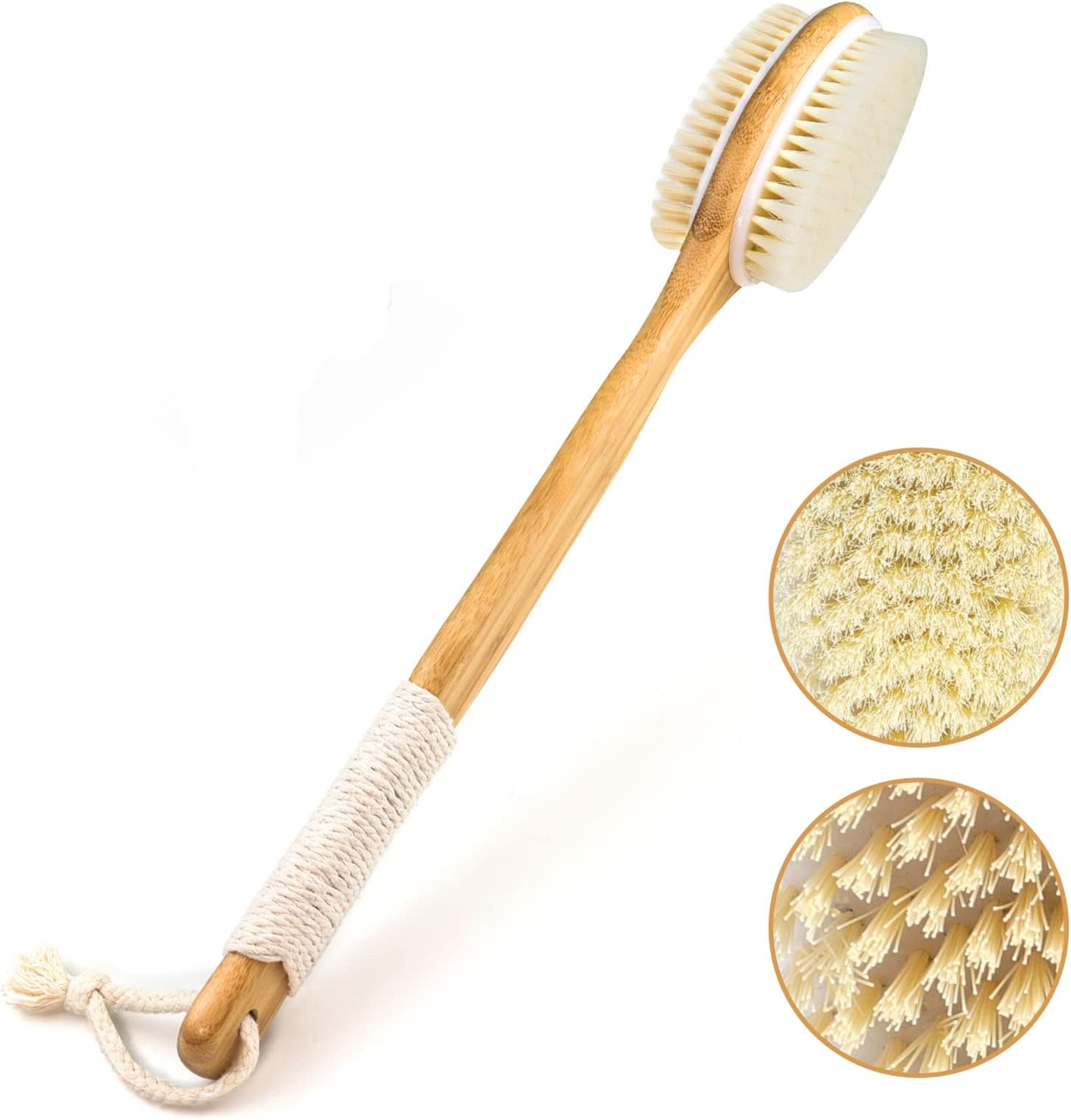 Amazon.com : OWIIZI Bath Brush Wooden Curved Long Handle Antiskid ...