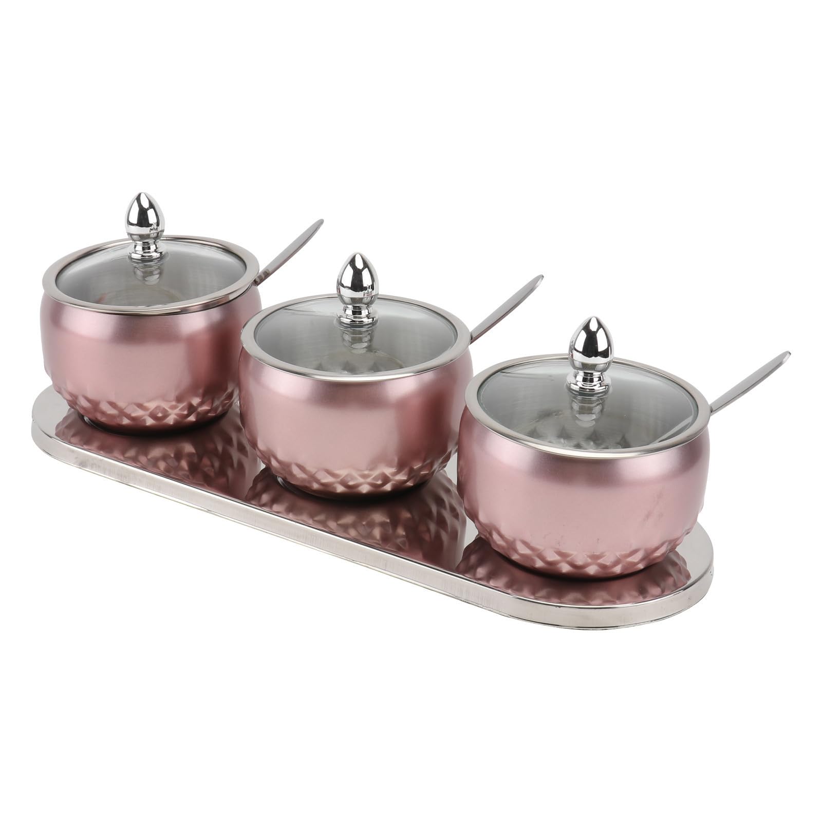 Tarros de condimentos de vidrio y acero inoxidable: organizador de especias de cocina