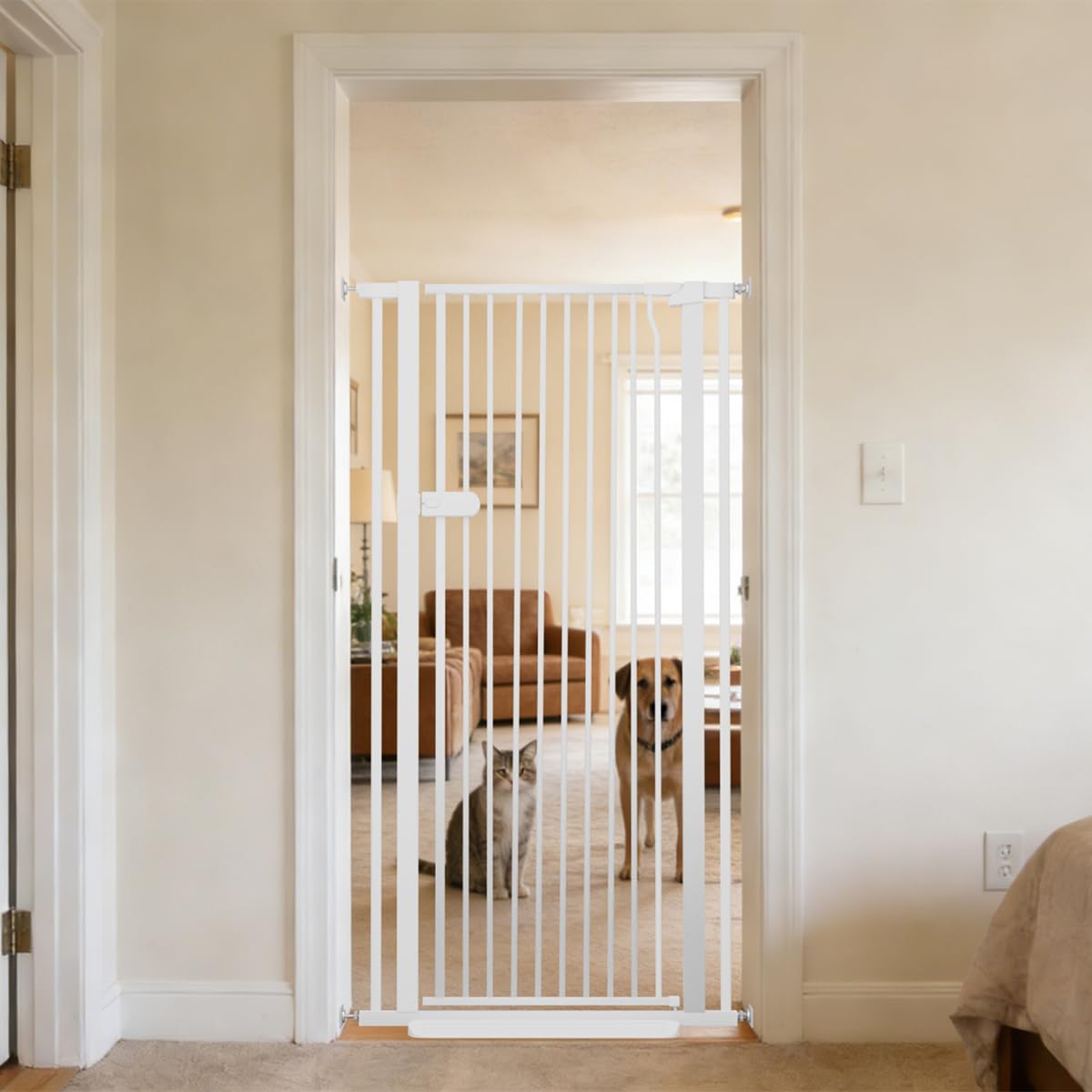 Lumizone 55 inch Extra Tall Cat Gate White