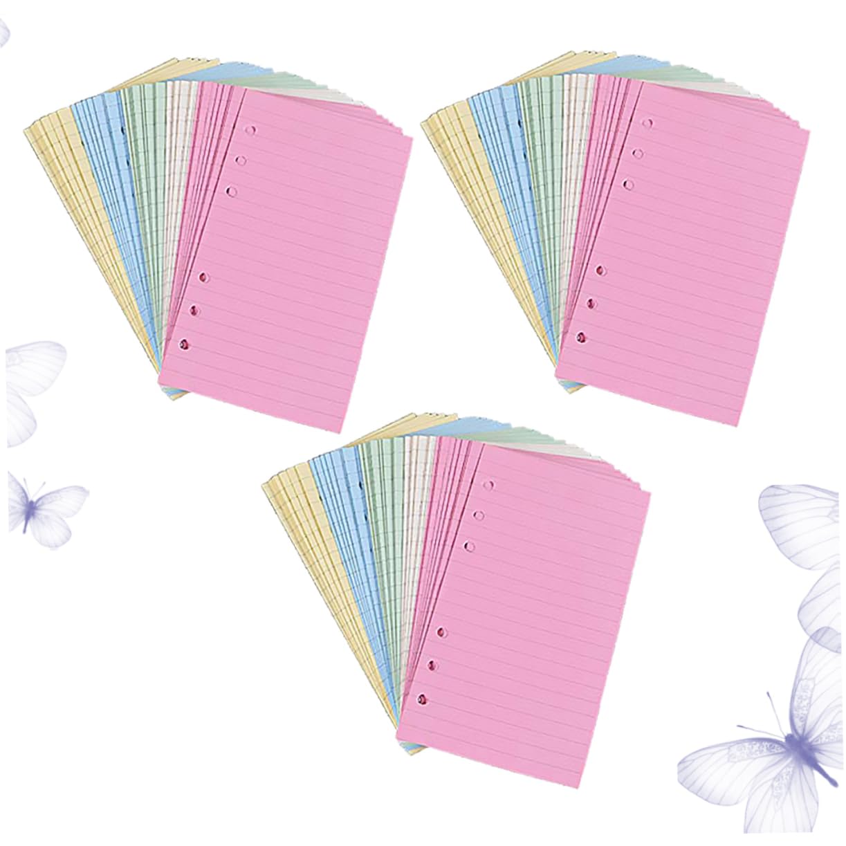 PLAFOPE 3 Sätze Nachfüllpapier Liniertes Loose Leaf Papier für Ringbuch Nachfüllbar Farbiges Notizbuch Einlagen Glatte Oberfläche für Schreiben Journal Büro und Schule