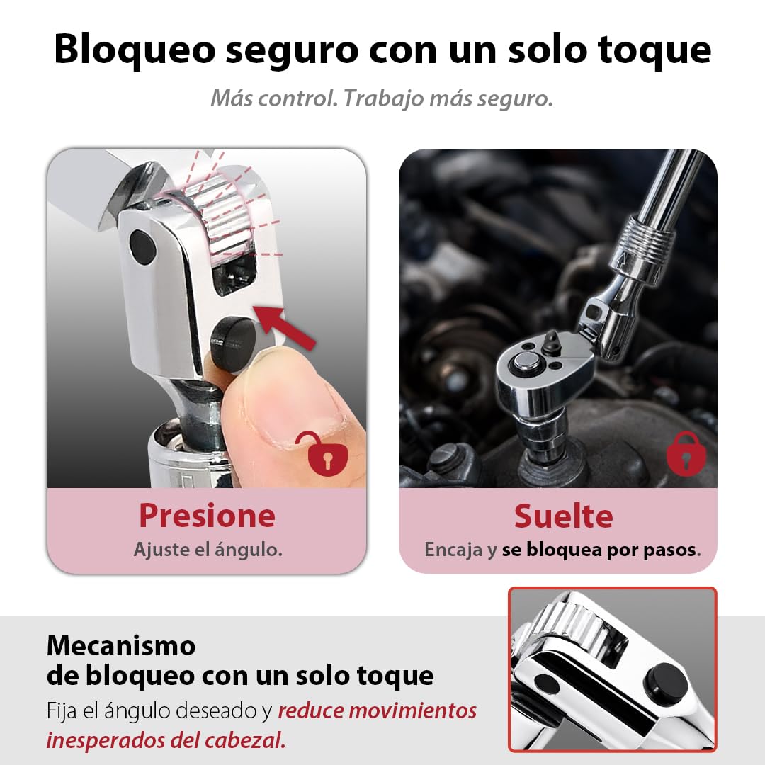 FIRSTINFO Carraca Telescópica 1/4" Articulada 72 Dientes F3222NB