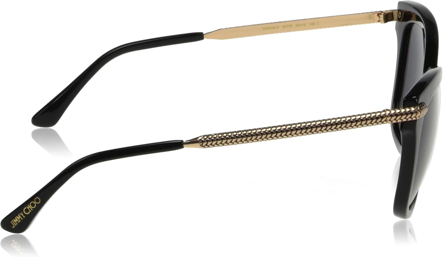 JIMMY CHOO Rectangular Sunglasses Shade/S 807IR Black/Gold 55mm