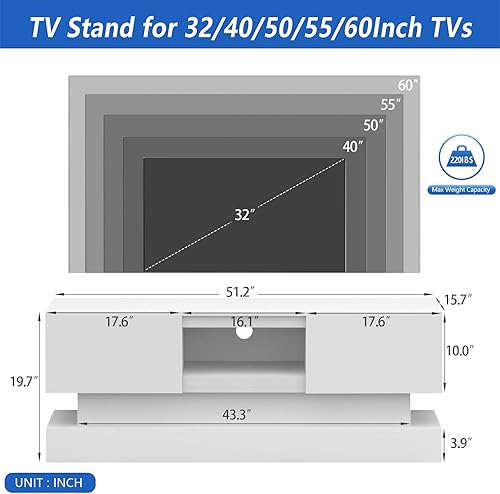 Miniatura 3 de ARMCONE Soporte de TV LED, centro de entretenimiento multimedia, soporte de TV para TV de 55 y 60 pulgadas, moderno gabinete de TV industrial de pie