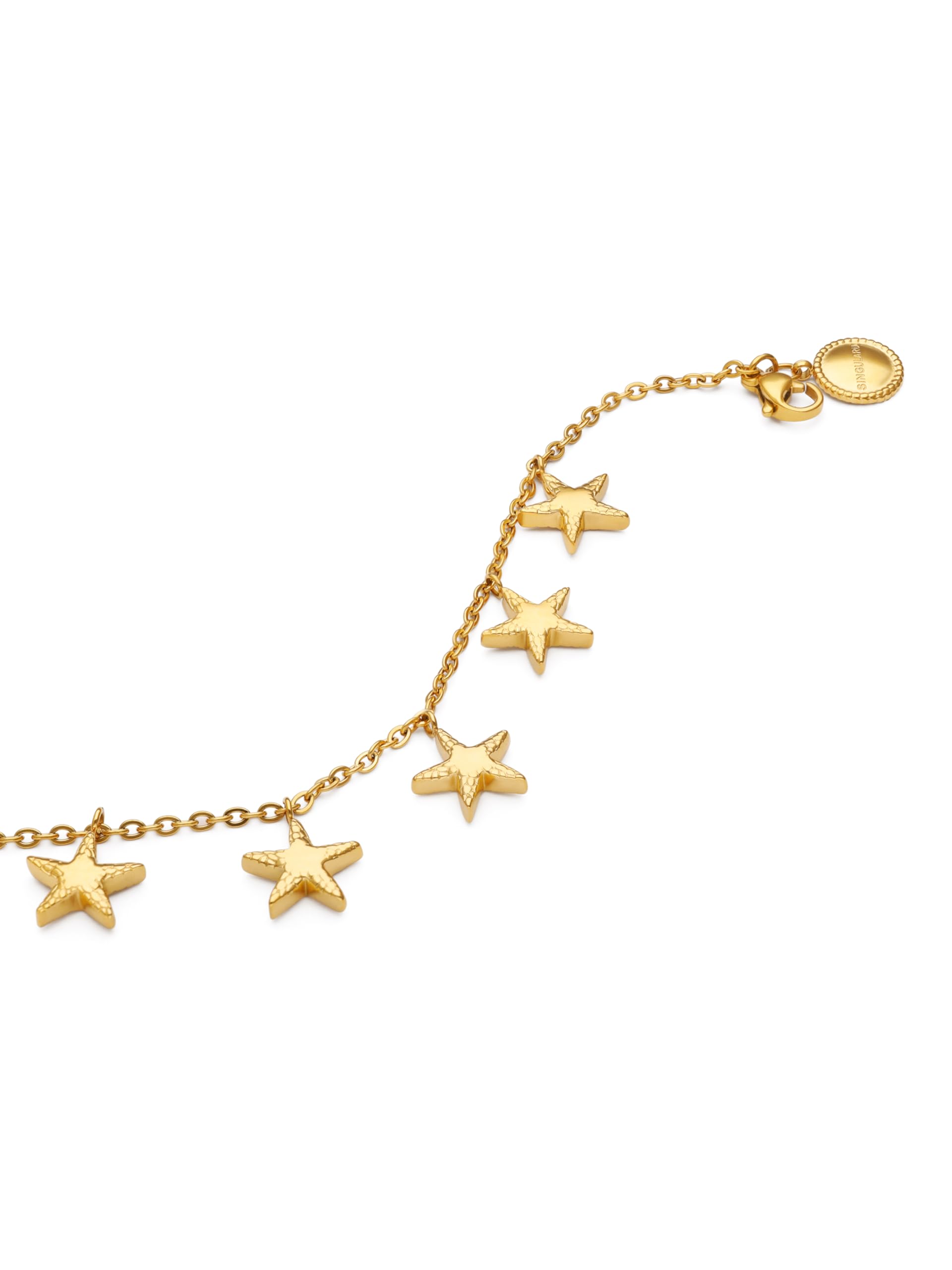SINGULARU - Tobillera Estrellas del Mar de Acero con Baño en Oro de 18 Kt - Joyas para Mujer