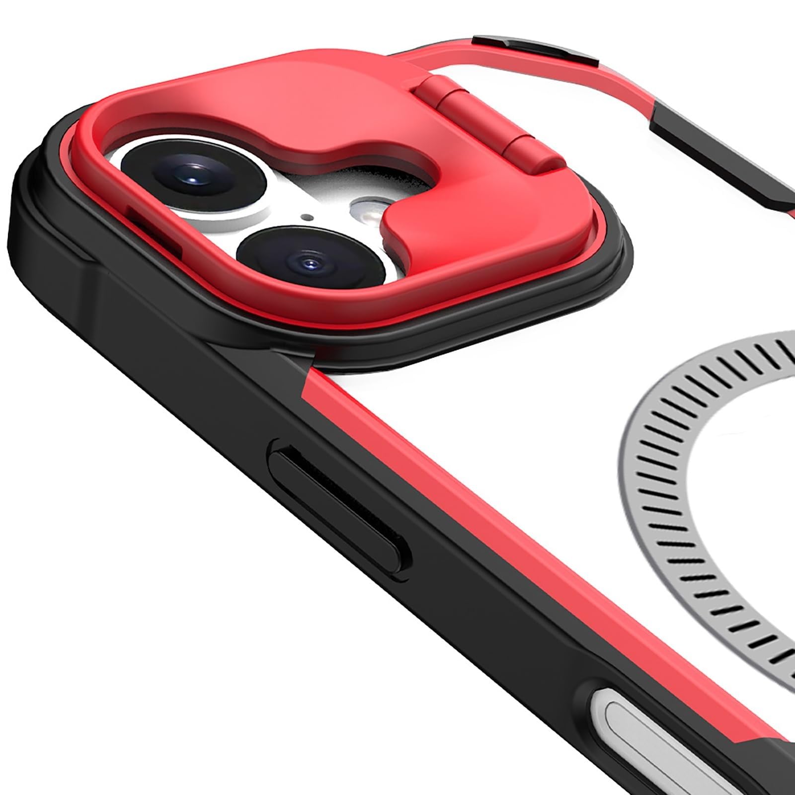 Schutzhülle für iPhone 16 Pro Max/16 Pro/16 Plus/16, dünn, stoßfest, mit Linsenschutz, magnetischer Halterung, transparente Schutzhülle, rutschfest, Schwarz, 16 Pro Max
