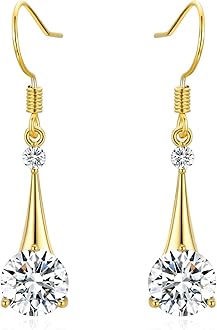 SBLING Cubic Zirconia Teardrop Earrings, Diamond Drop Earrings, Wedding Earrings for Brides Bridesmaids, Bridal Dangle Earrings, Crystal Drop earrings for Women Jewelry Gifts