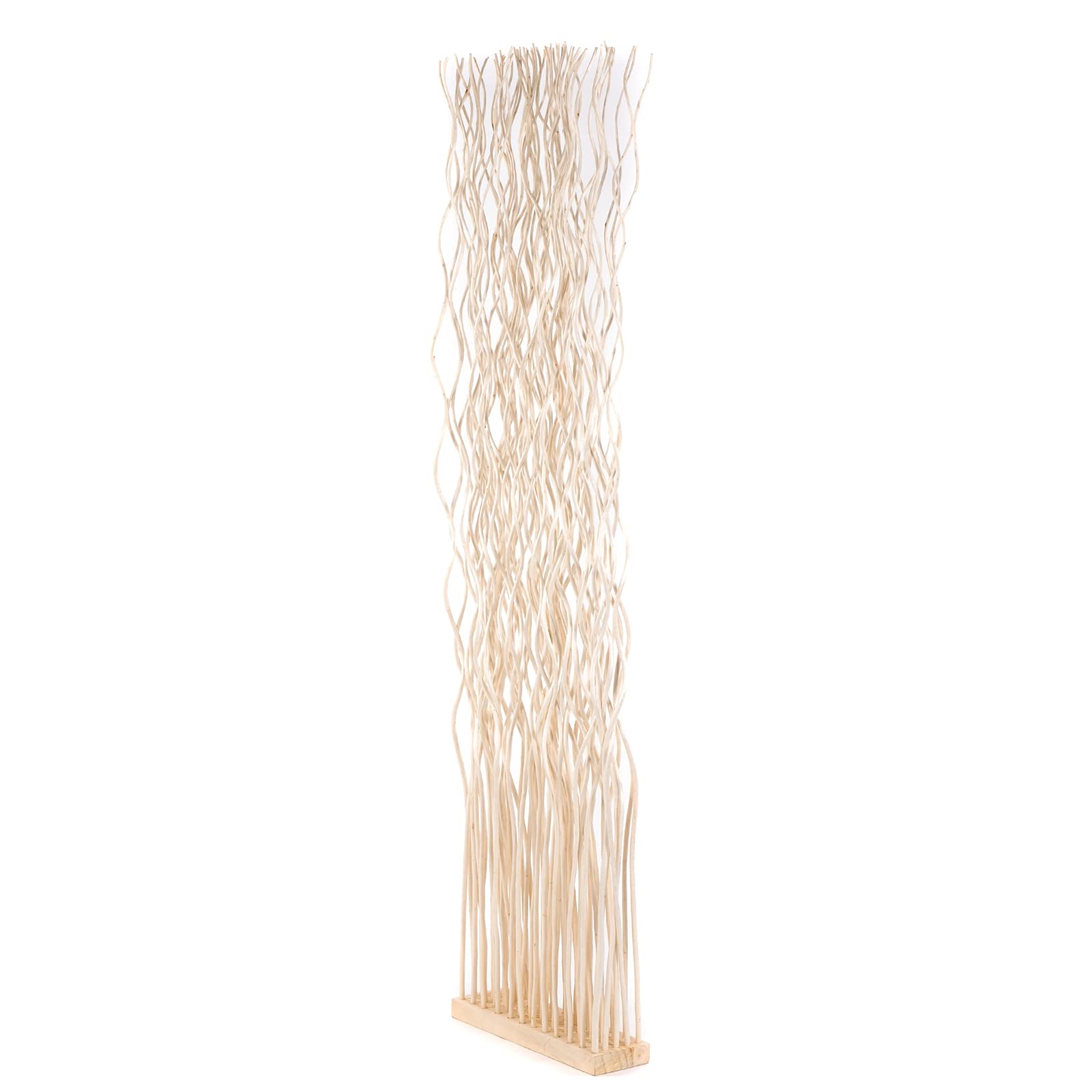 DESIGN DELIGHTS Paravent en osier ondulé - 170 x 44 cm (H x l) - Paravent de branches de saule, séparateur d'espace, cloison de séparation - Couleur : blanchi