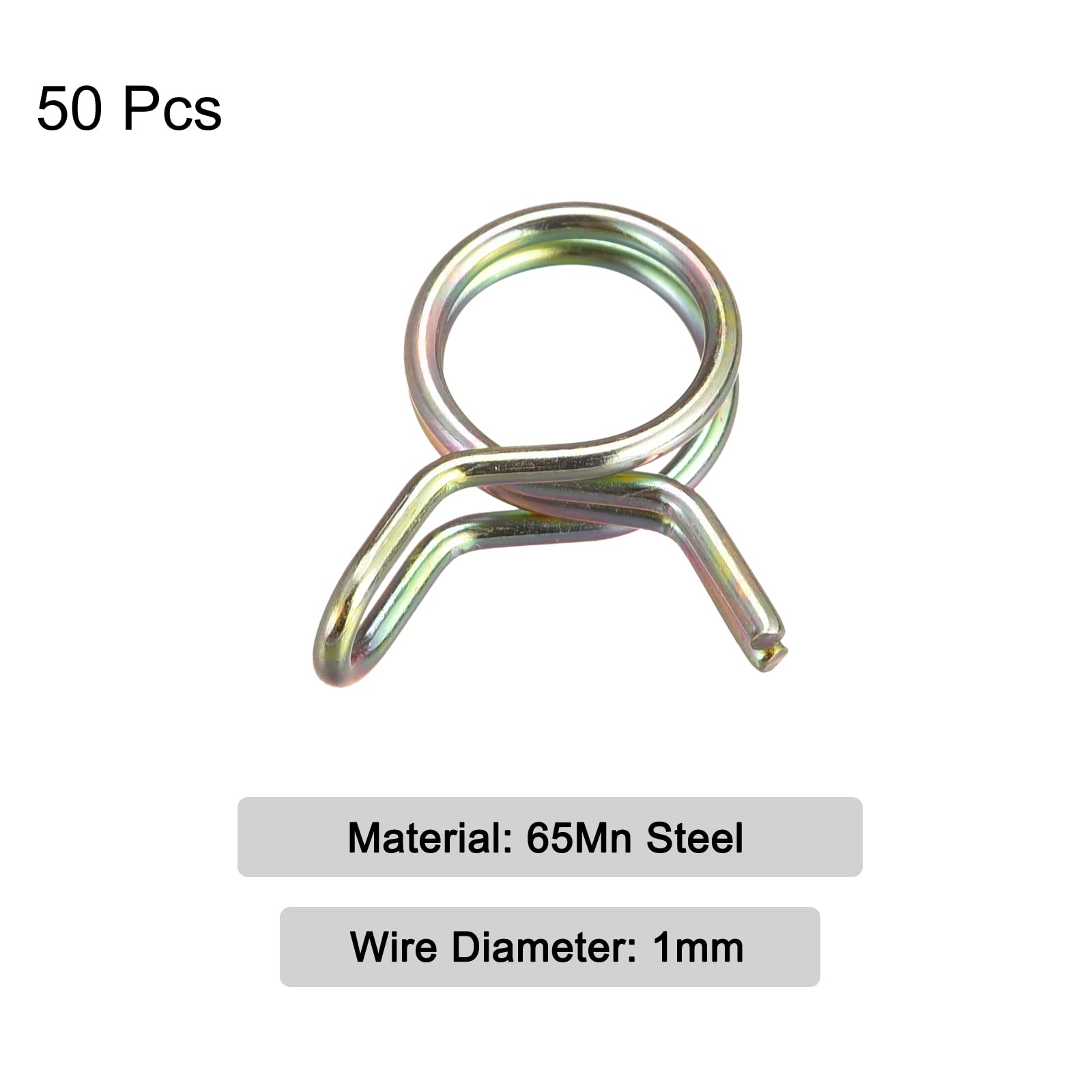 Lot 50 Collier Serrage Ressort Double Fil 7 Mm – Acier 65Mn Zinc, Pour Tuyau Carburant 7.8-8.2 Mm, Fixation Robuste