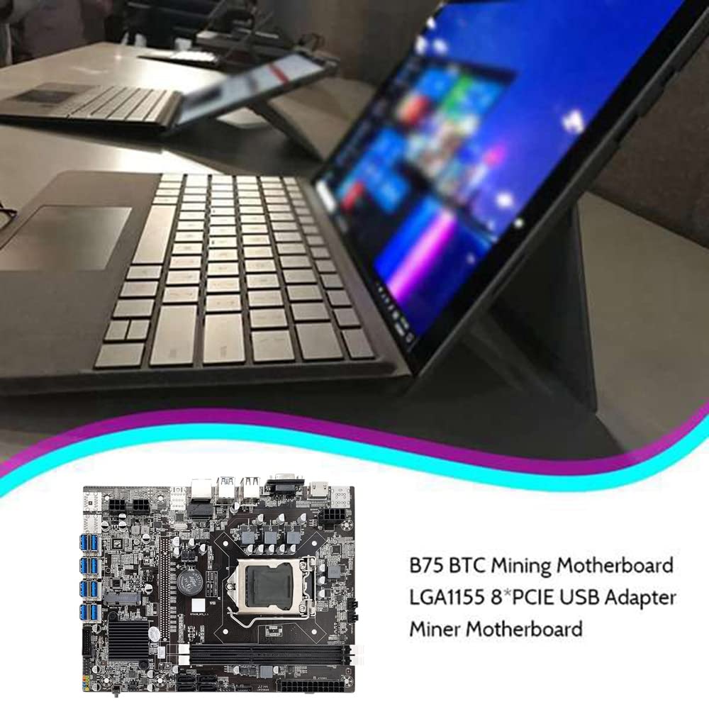 Scheda madre B75 BTC Mining + SATA + CPU G530 + 6 pin a doppio 8 pin+ventola di raffreddamento RGB LGA1155 8XPCIE USB DDR3